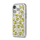 Personalised Banana Initials Clear iPhone 14 Pro Glitter Tough Case Silver Angled Image