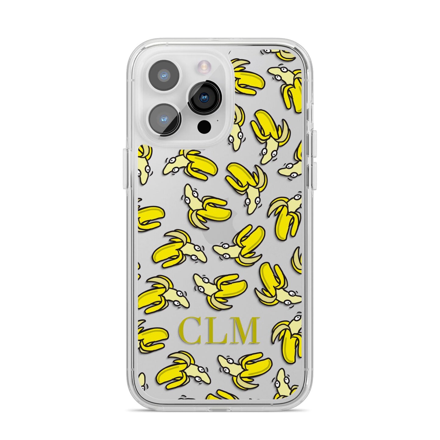 Personalised Banana Initials Clear iPhone 14 Pro Max Clear Tough Case Silver