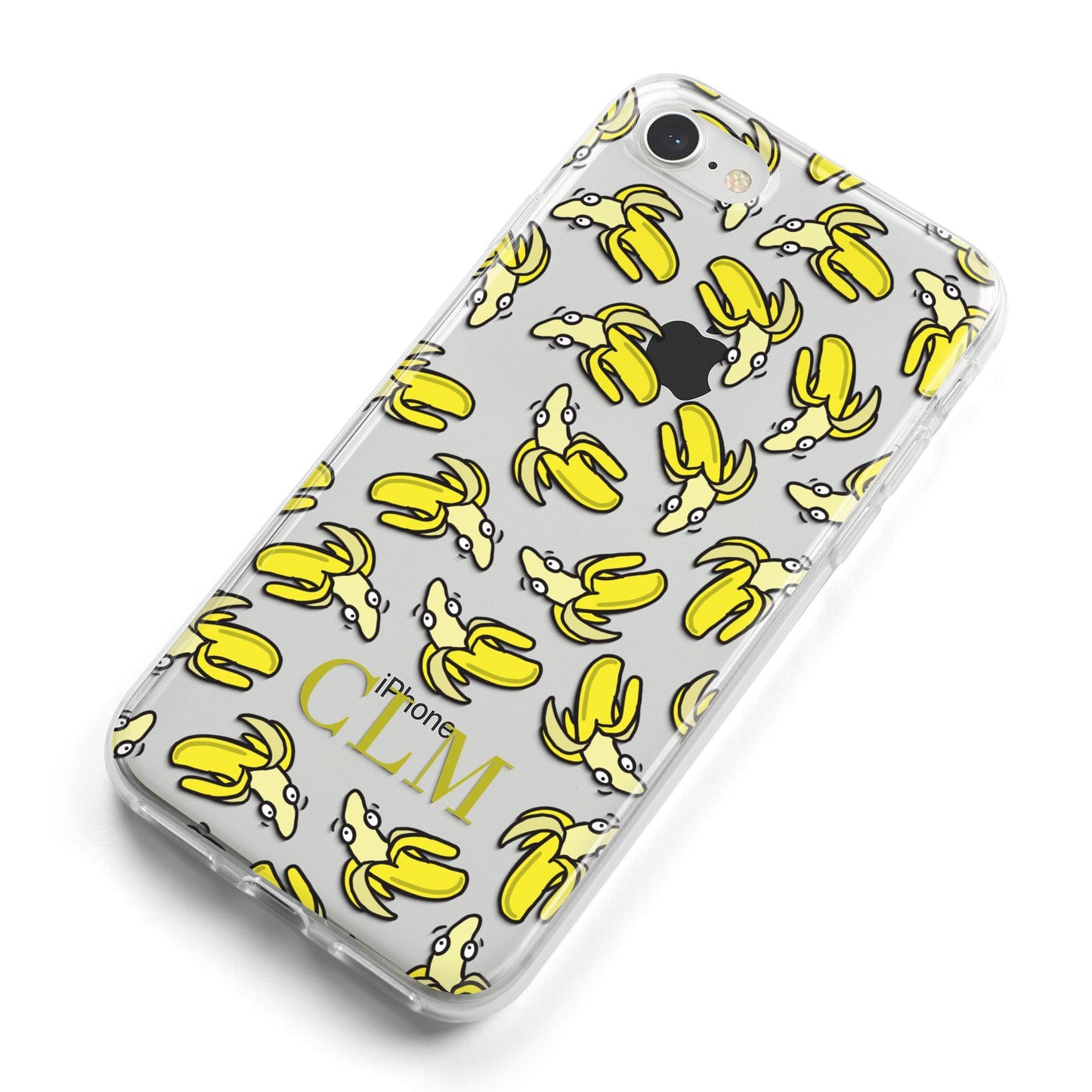 Personalised Banana Initials Clear iPhone 8 Bumper Case on Silver iPhone Alternative Image