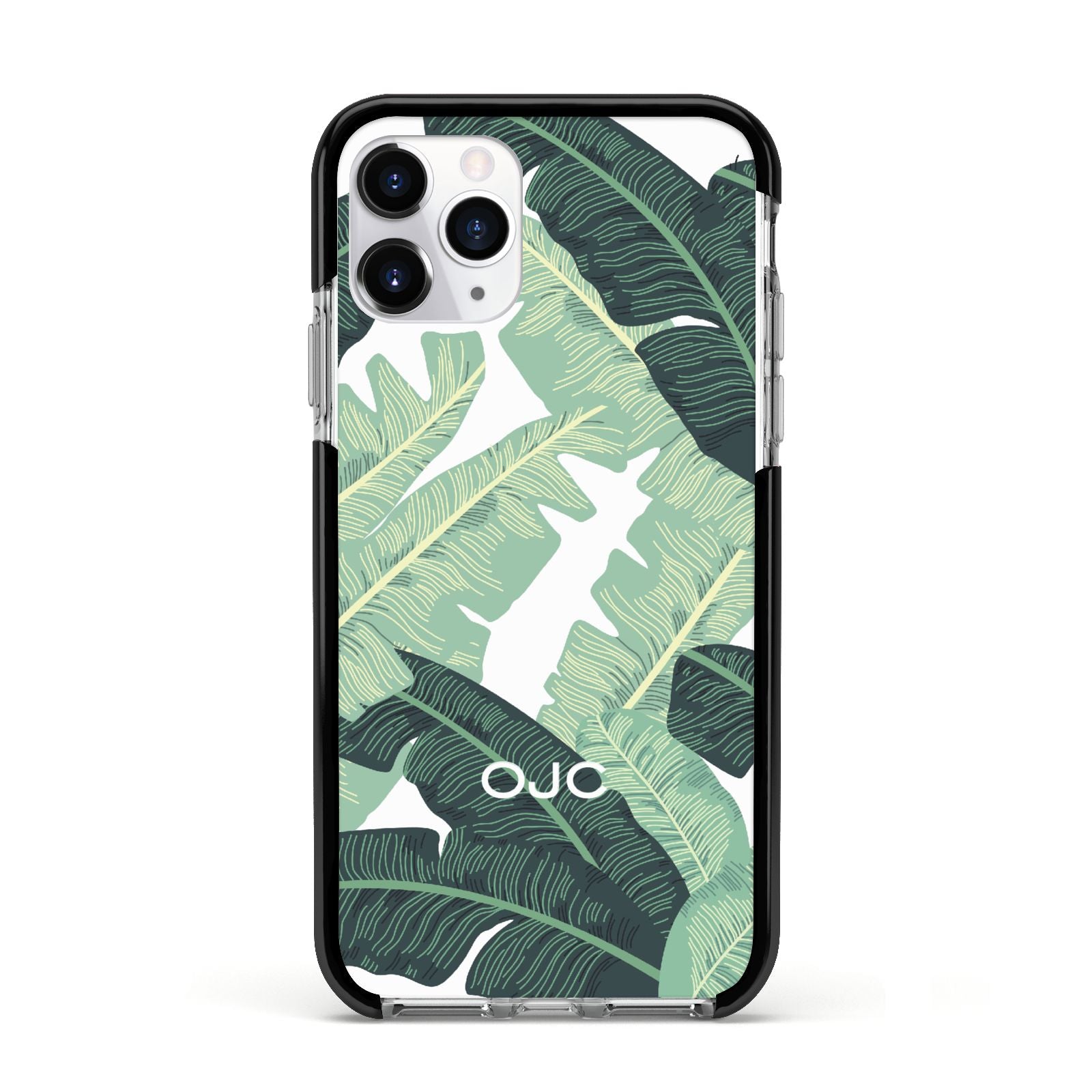 Personalised Banana Leaves Apple iPhone 11 Pro in Silver with Black Impact Case