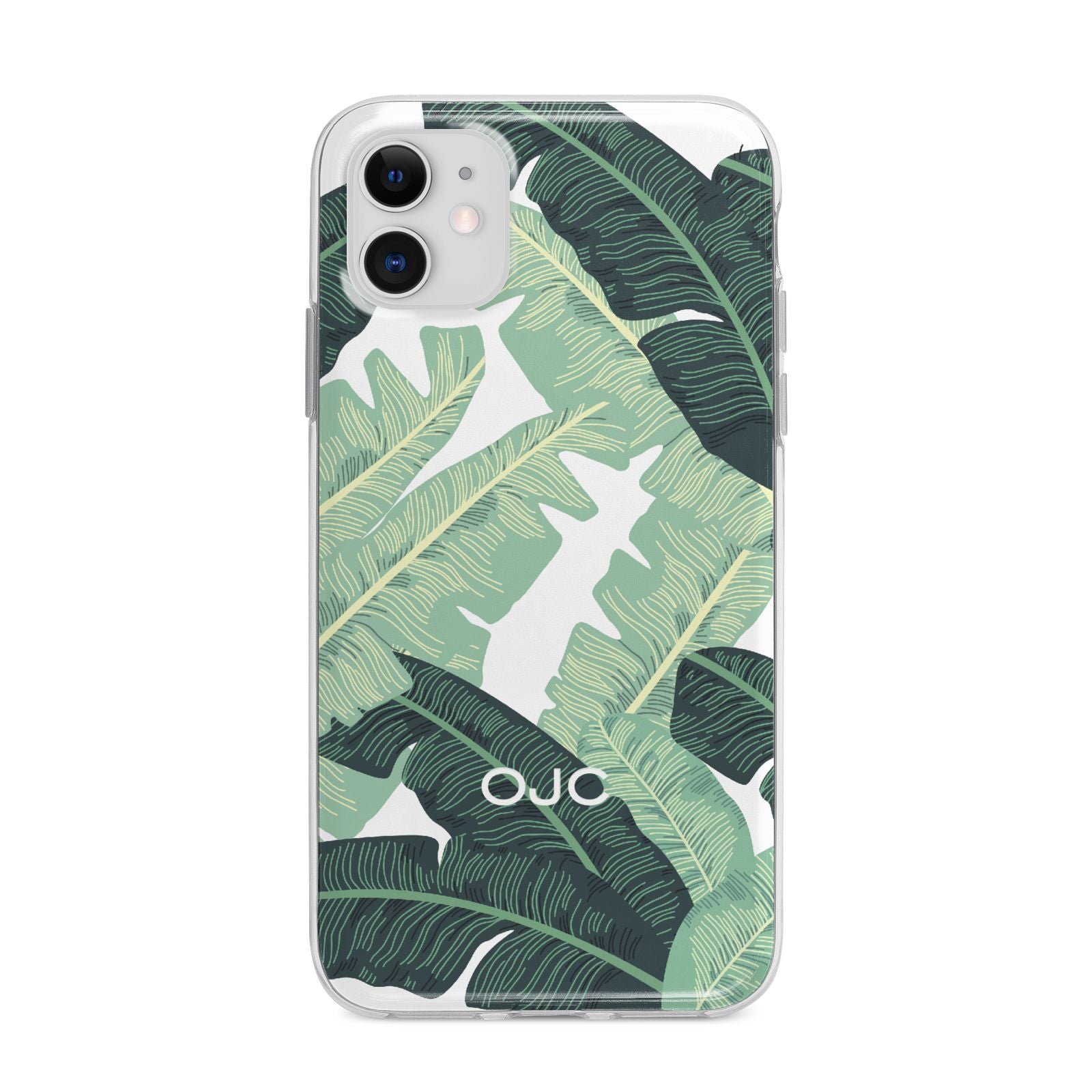Personalised Banana Leaves Apple iPhone 11 in White with Bumper Case