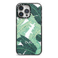 Personalised Banana Leaves iPhone 14 Pro Max Black Impact Case on Silver phone
