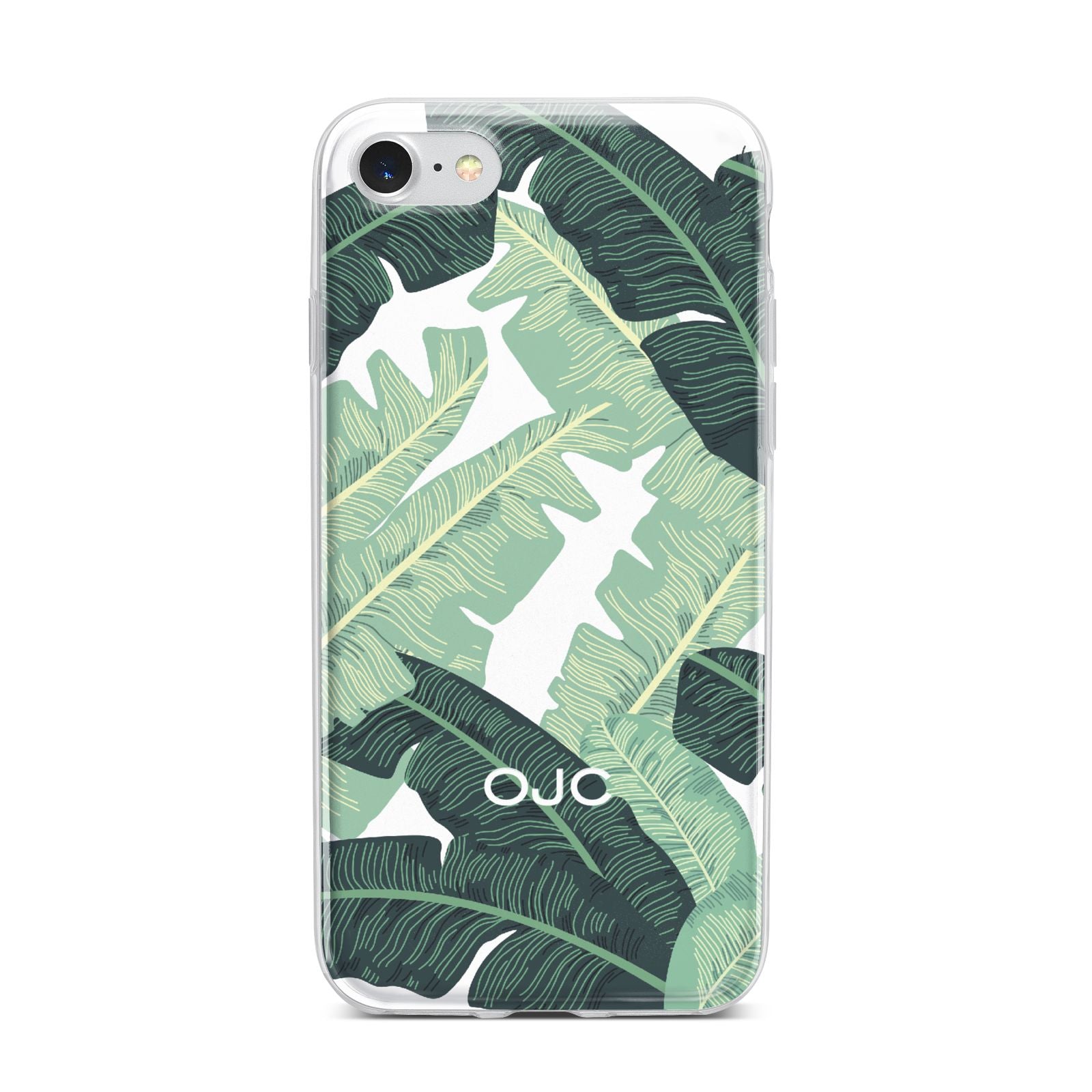 Personalised Banana Leaves iPhone 7 Bumper Case on Silver iPhone