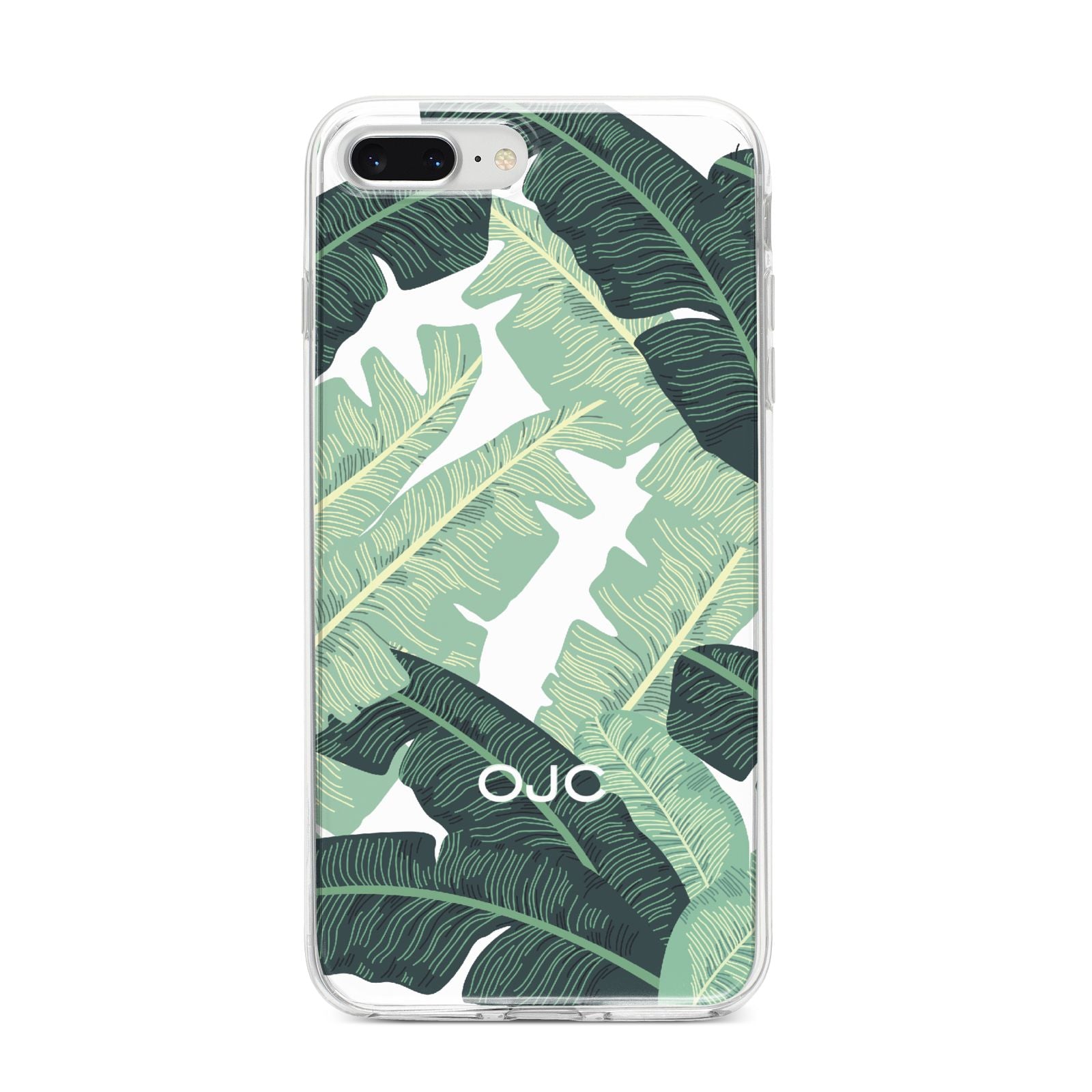 Personalised Banana Leaves iPhone 8 Plus Bumper Case on Silver iPhone