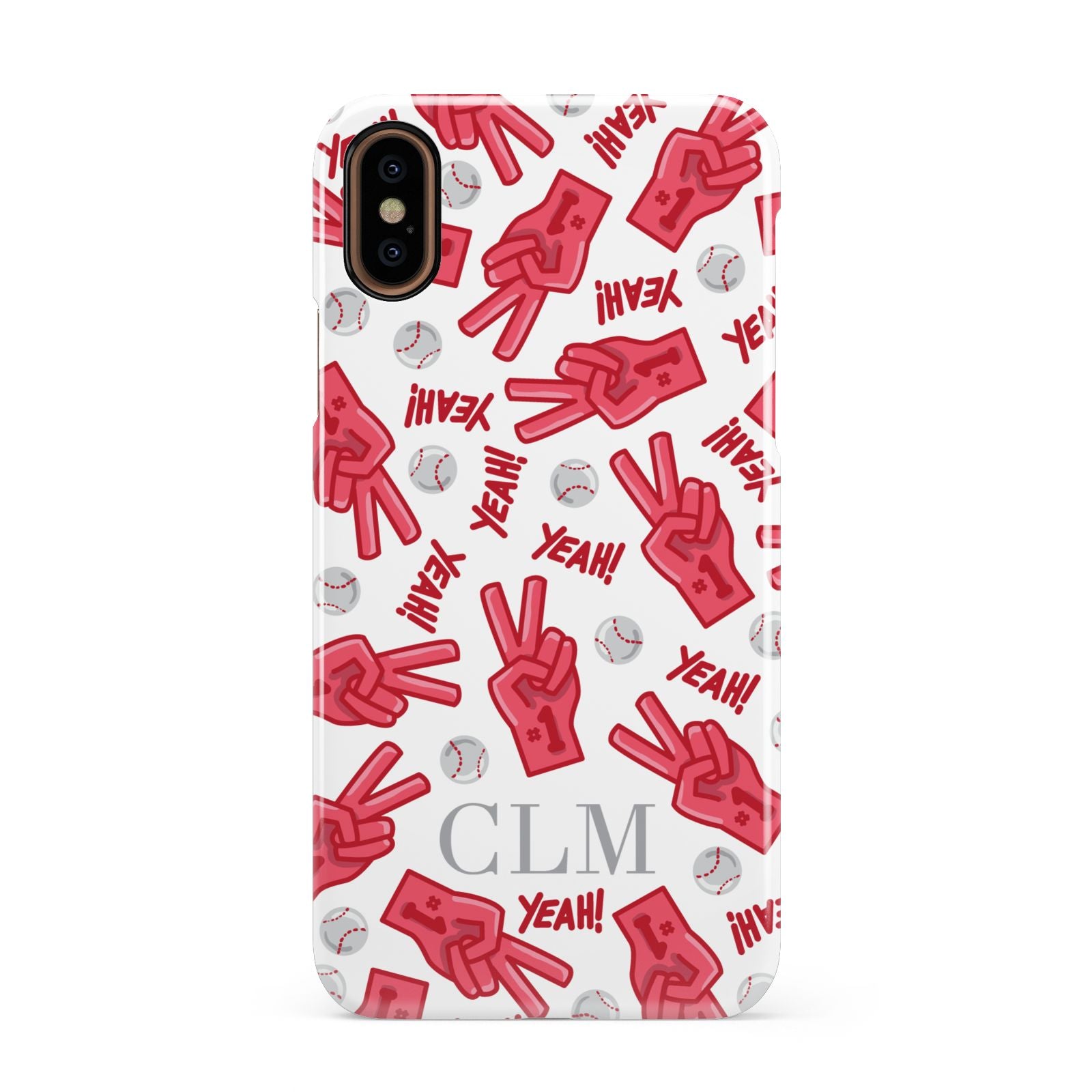 Personalised Baseball Initials Apple iPhone XS 3D Snap Case