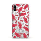 Personalised Baseball Initials Apple iPhone Xs Impact Case Pink Edge on Silver Phone