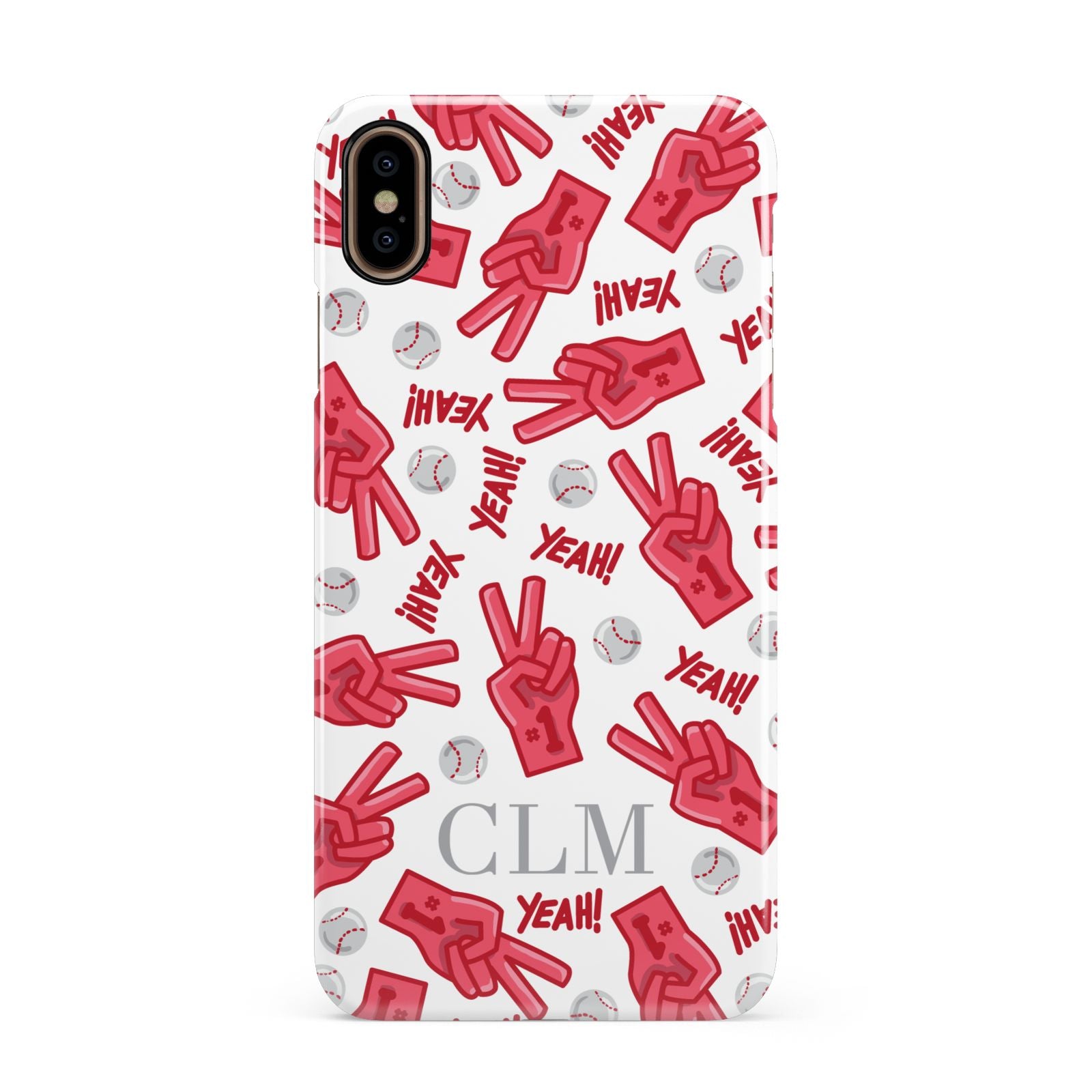 Personalised Baseball Initials Apple iPhone Xs Max 3D Snap Case