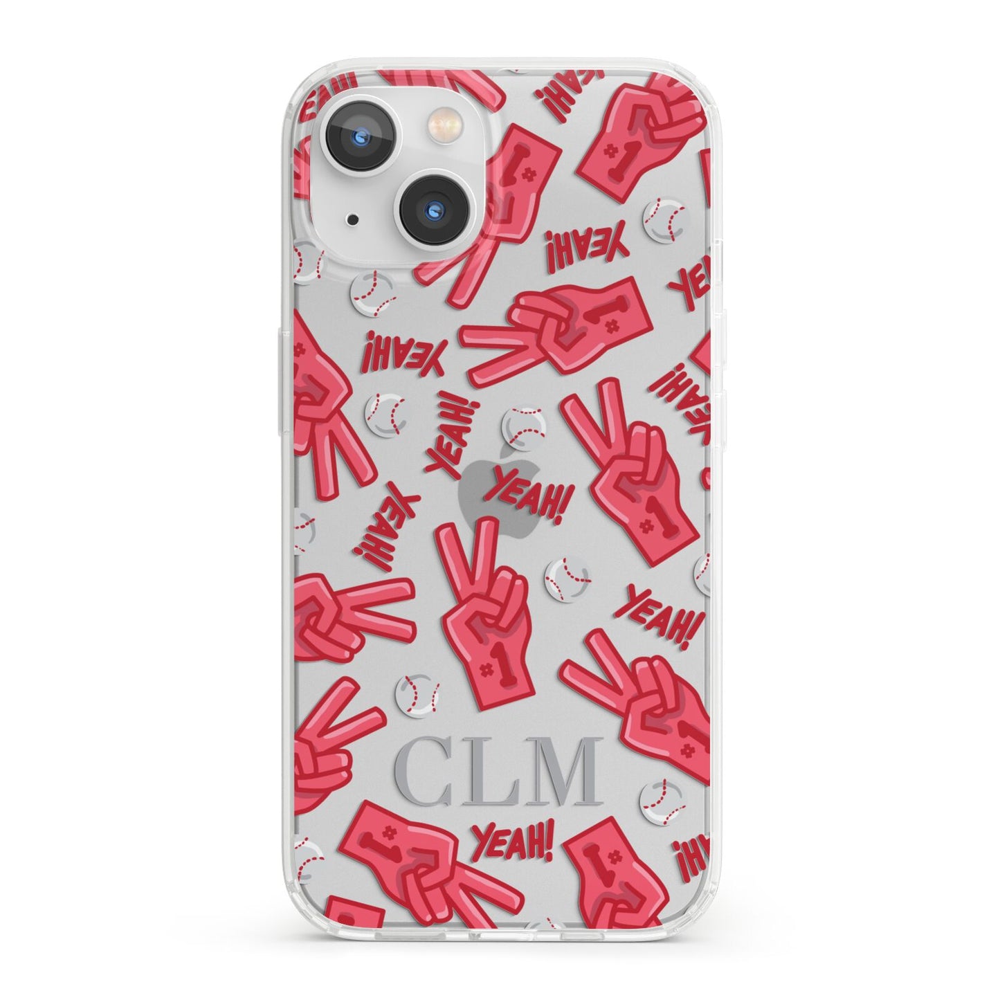 Personalised Baseball Initials iPhone 13 Clear Bumper Case
