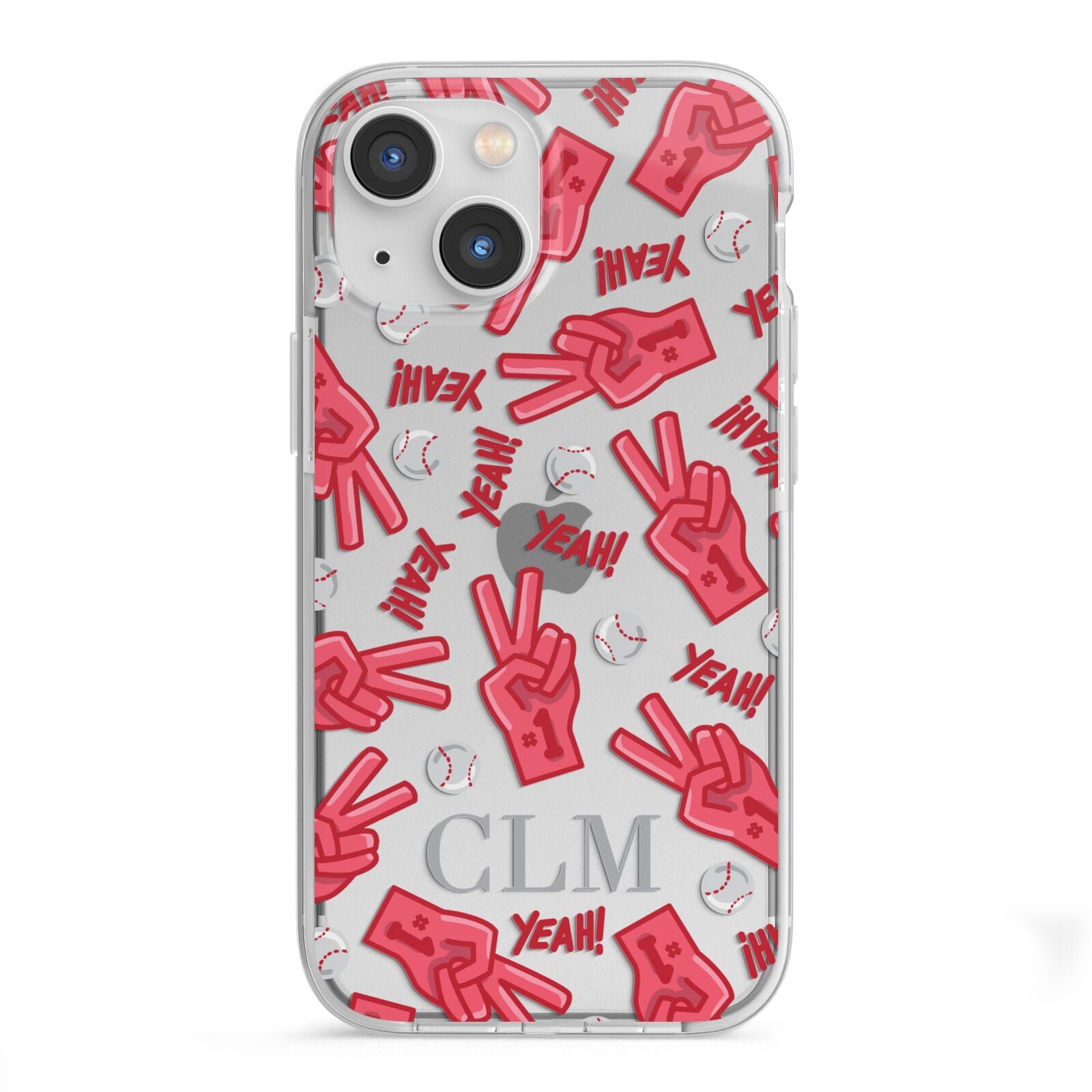 Personalised Baseball Initials iPhone 13 Mini TPU Impact Case with White Edges