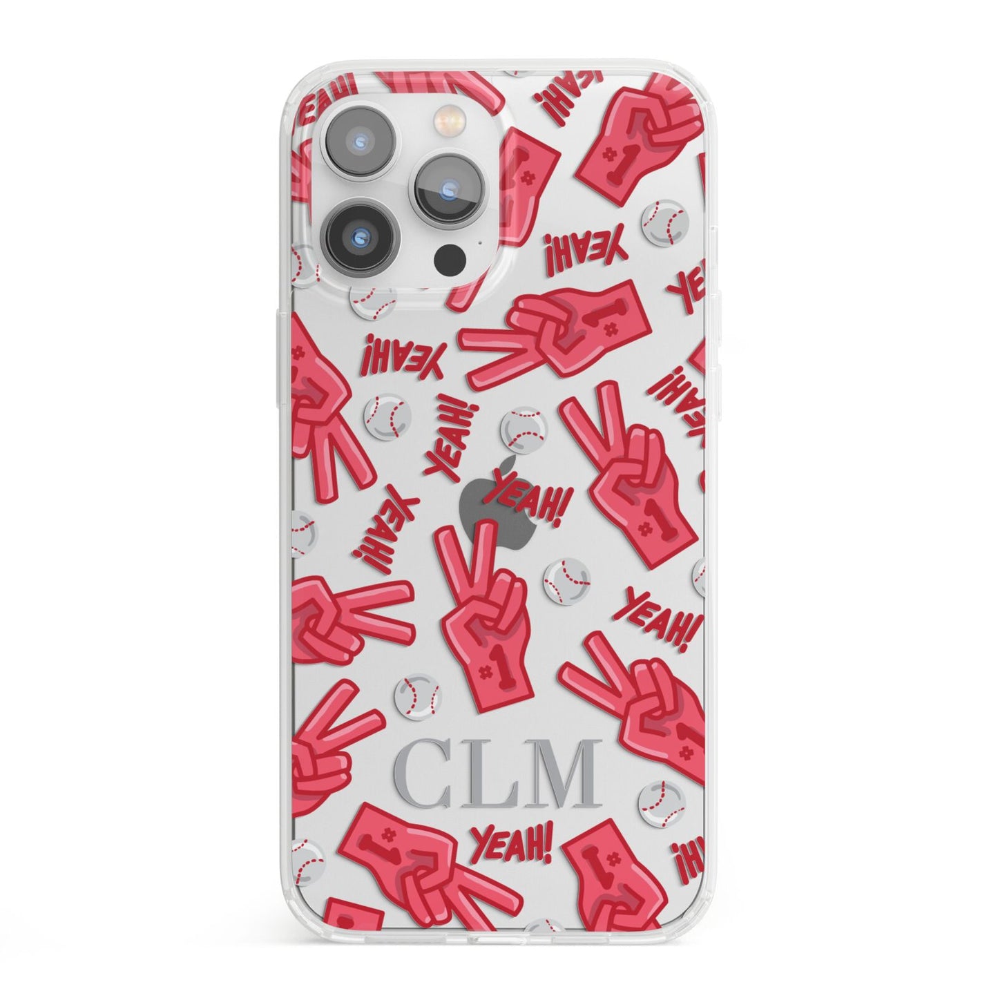 Personalised Baseball Initials iPhone 13 Pro Max Clear Bumper Case