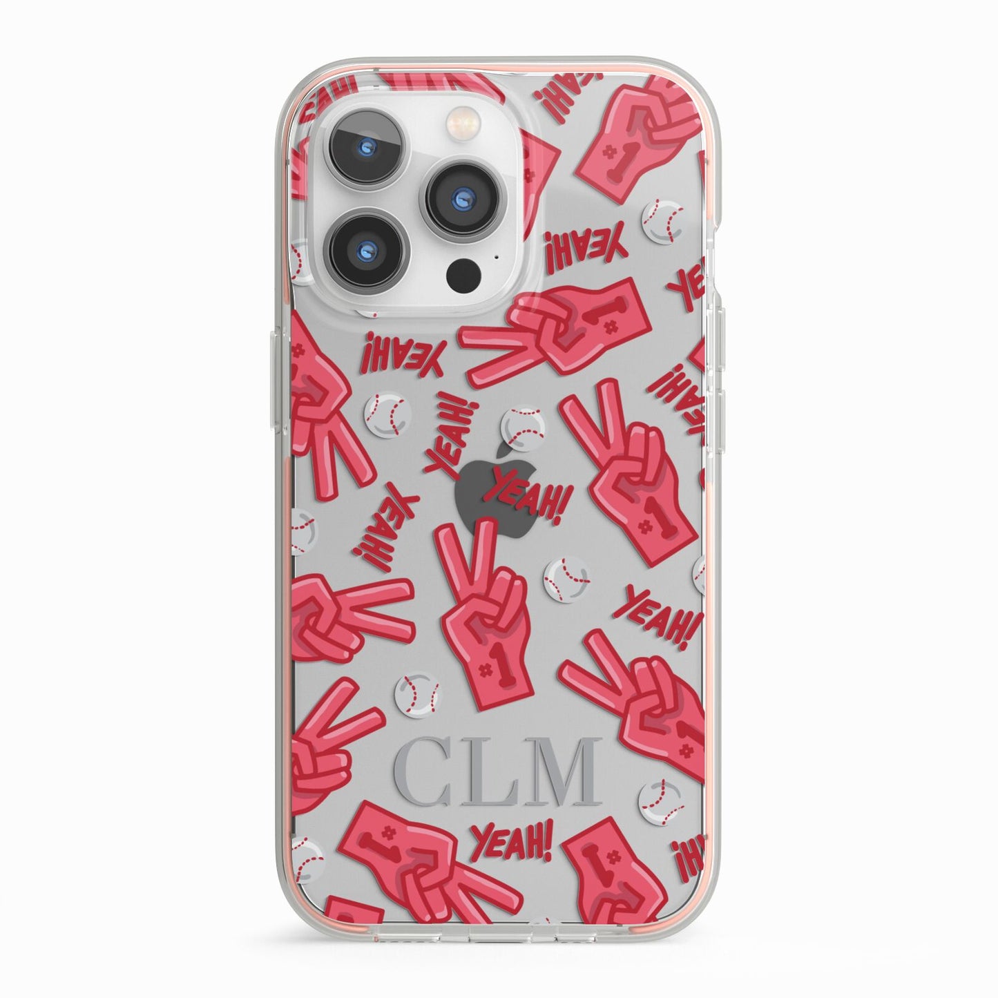 Personalised Baseball Initials iPhone 13 Pro TPU Impact Case with Pink Edges