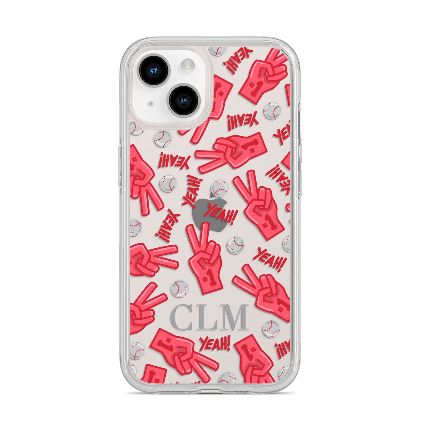 Personalised Baseball Initials iPhone 14 Clear Tough Case Starlight