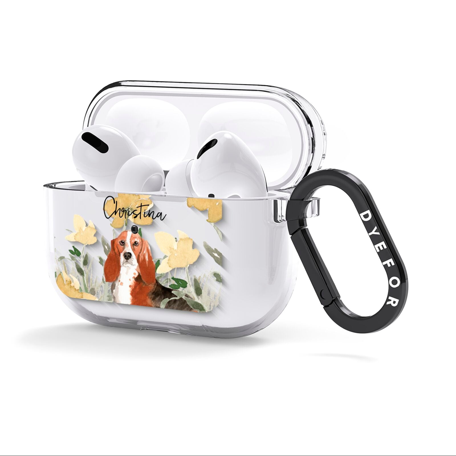 Personalised Basset Hound Dog AirPods Clear Case 3rd Gen Side Image
