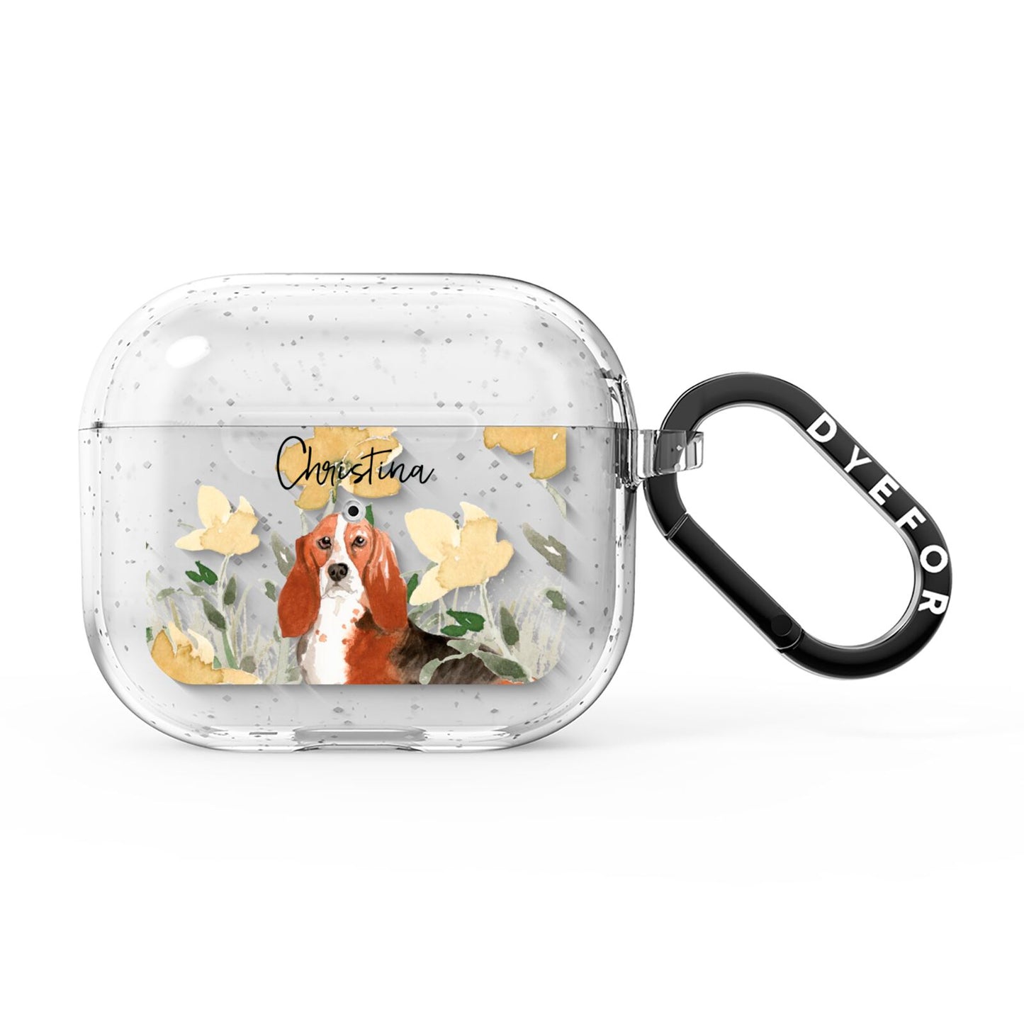 Personalised Basset Hound Dog AirPods Glitter Case 3rd Gen