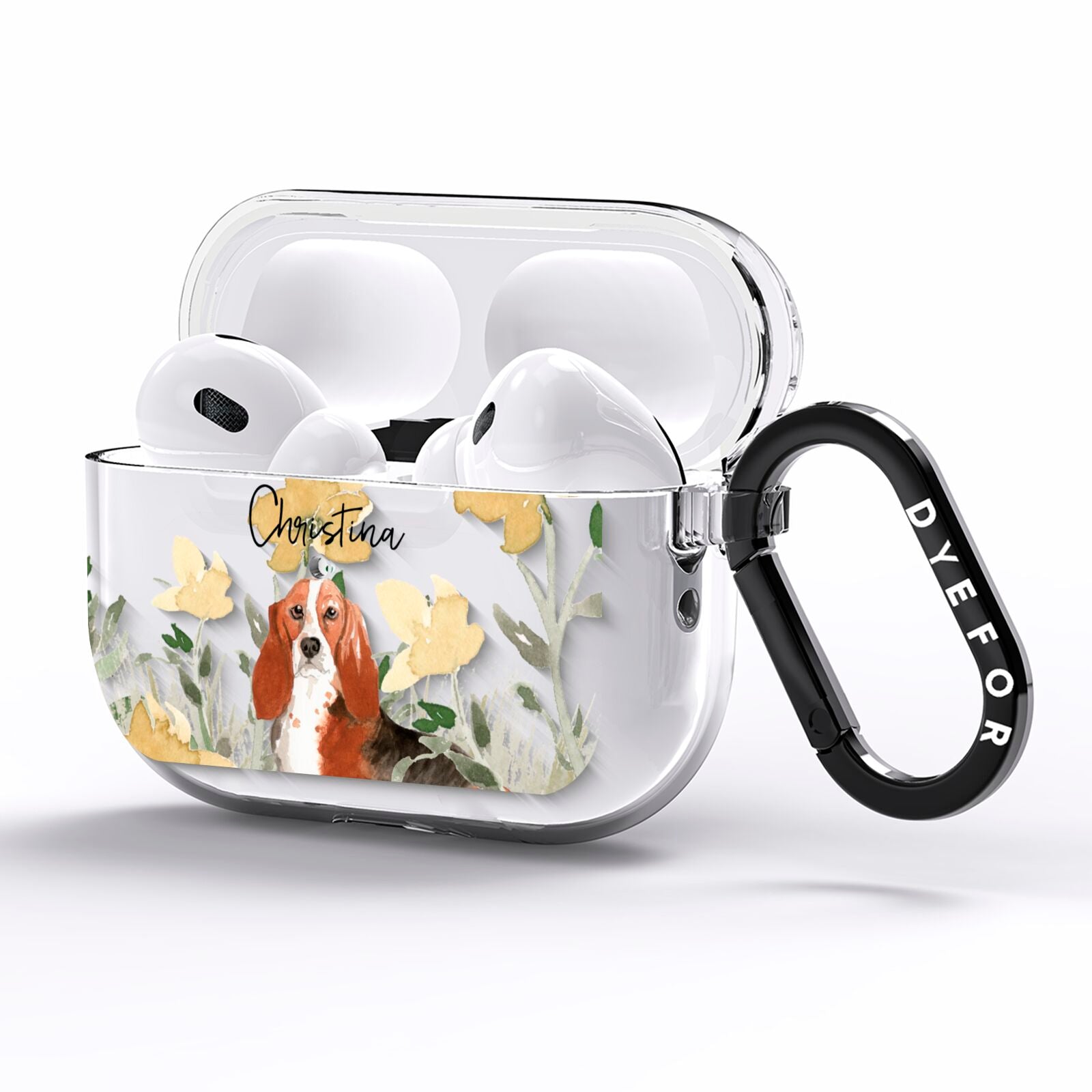 Personalised Basset Hound Dog AirPods Pro Clear Case Side Image