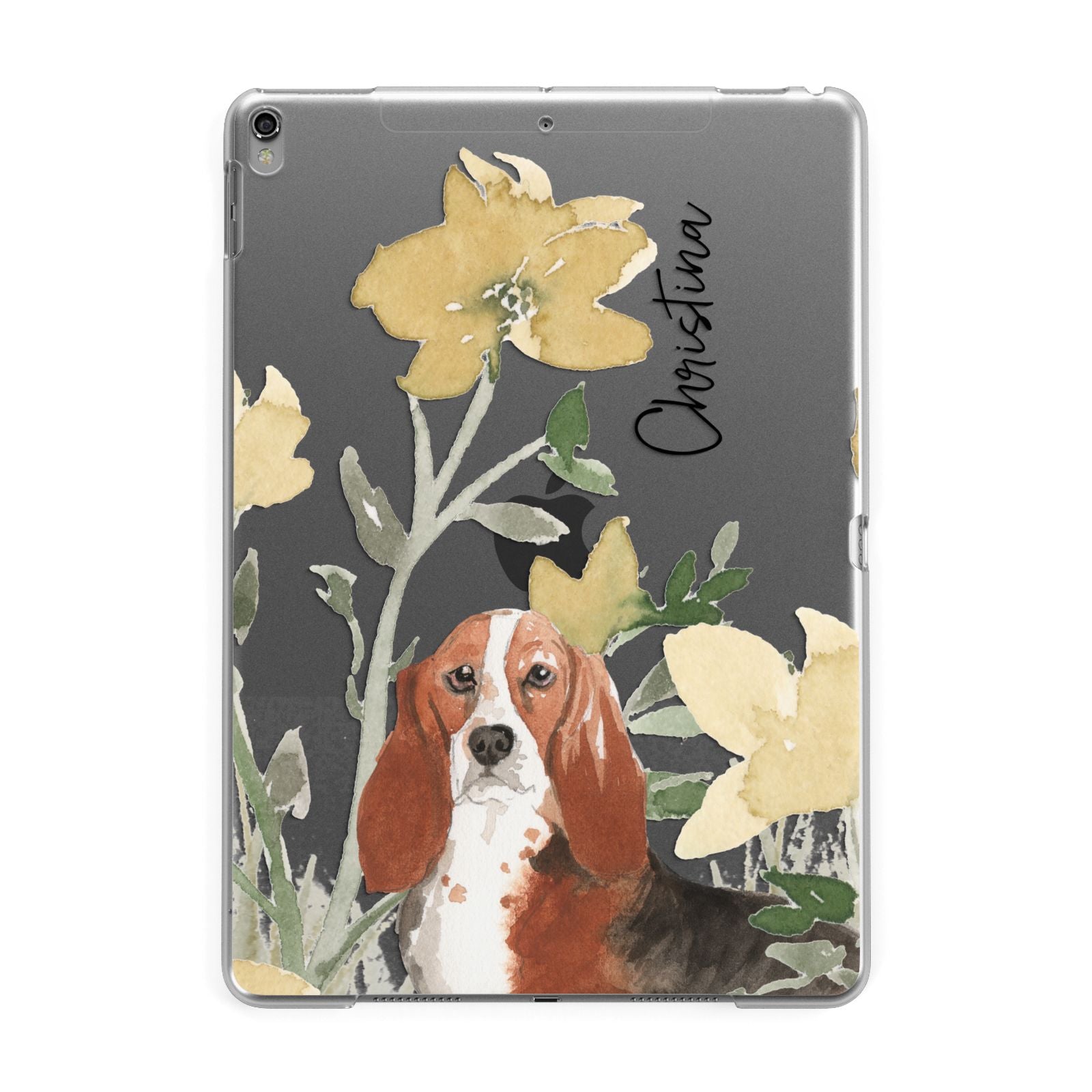 Personalised Basset Hound Dog Apple iPad Grey Case