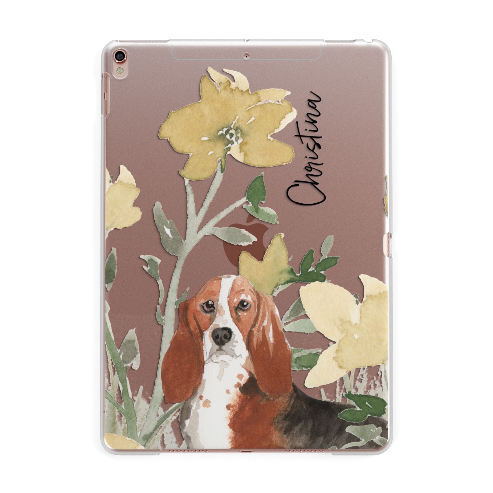 Personalised Basset Hound Dog Apple iPad Rose Gold Case