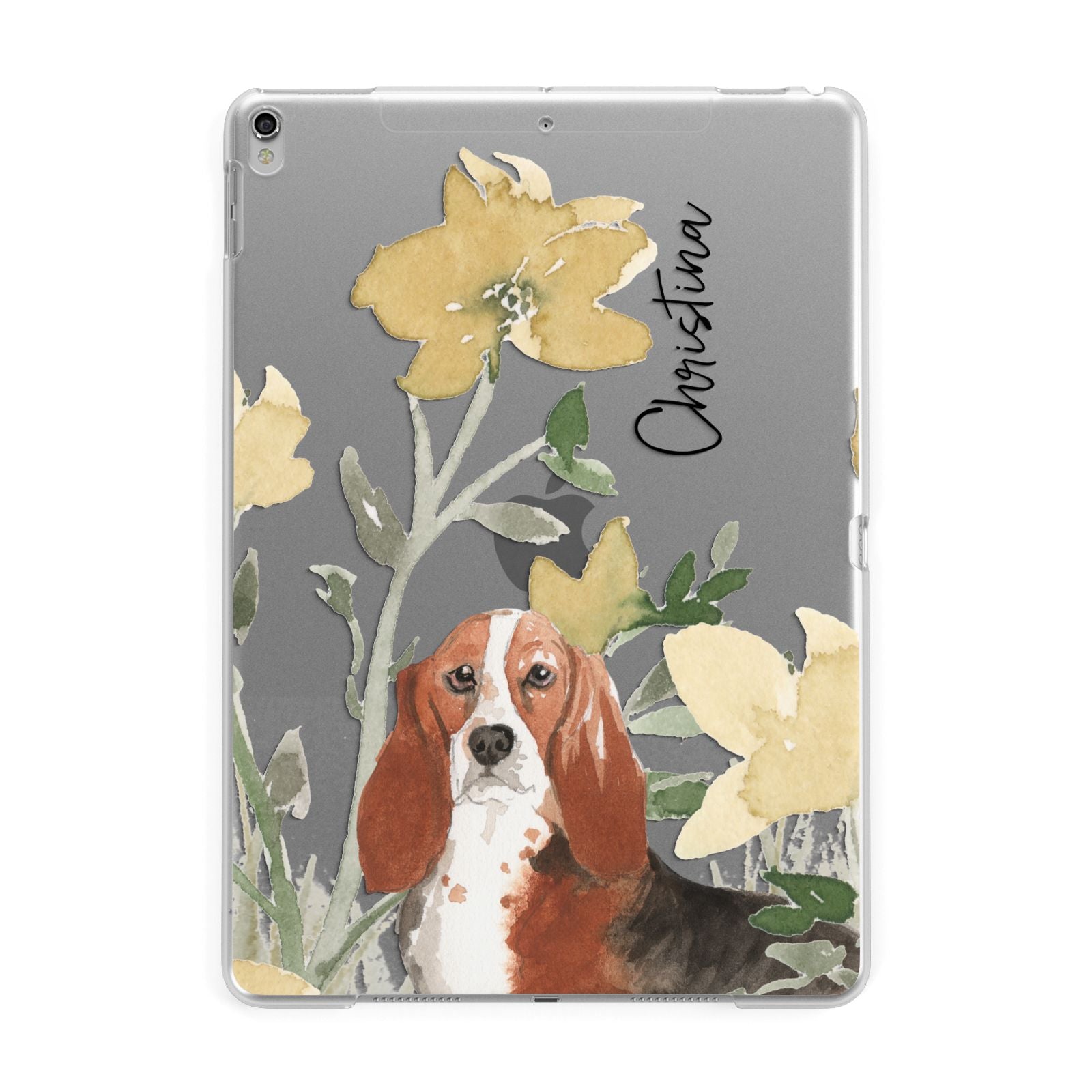 Personalised Basset Hound Dog Apple iPad Silver Case