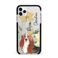 Personalised Basset Hound Dog Apple iPhone 11 Pro Max in Silver with Black Impact Case