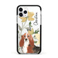 Personalised Basset Hound Dog Apple iPhone 11 Pro in Silver with Black Impact Case