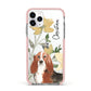 Personalised Basset Hound Dog Apple iPhone 11 Pro in Silver with Pink Impact Case