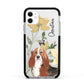 Personalised Basset Hound Dog Apple iPhone 11 in White with Black Impact Case