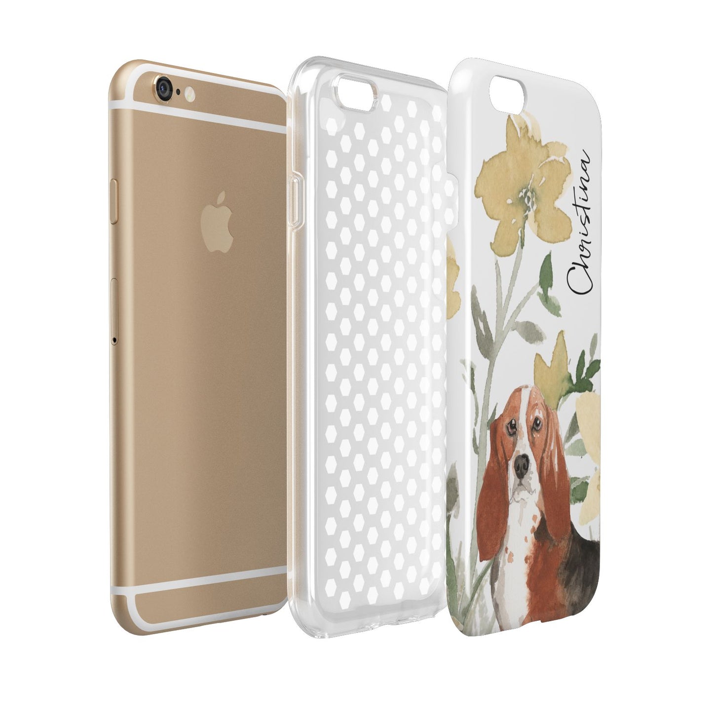 Personalised Basset Hound Dog Apple iPhone 6 3D Tough Case Expanded view