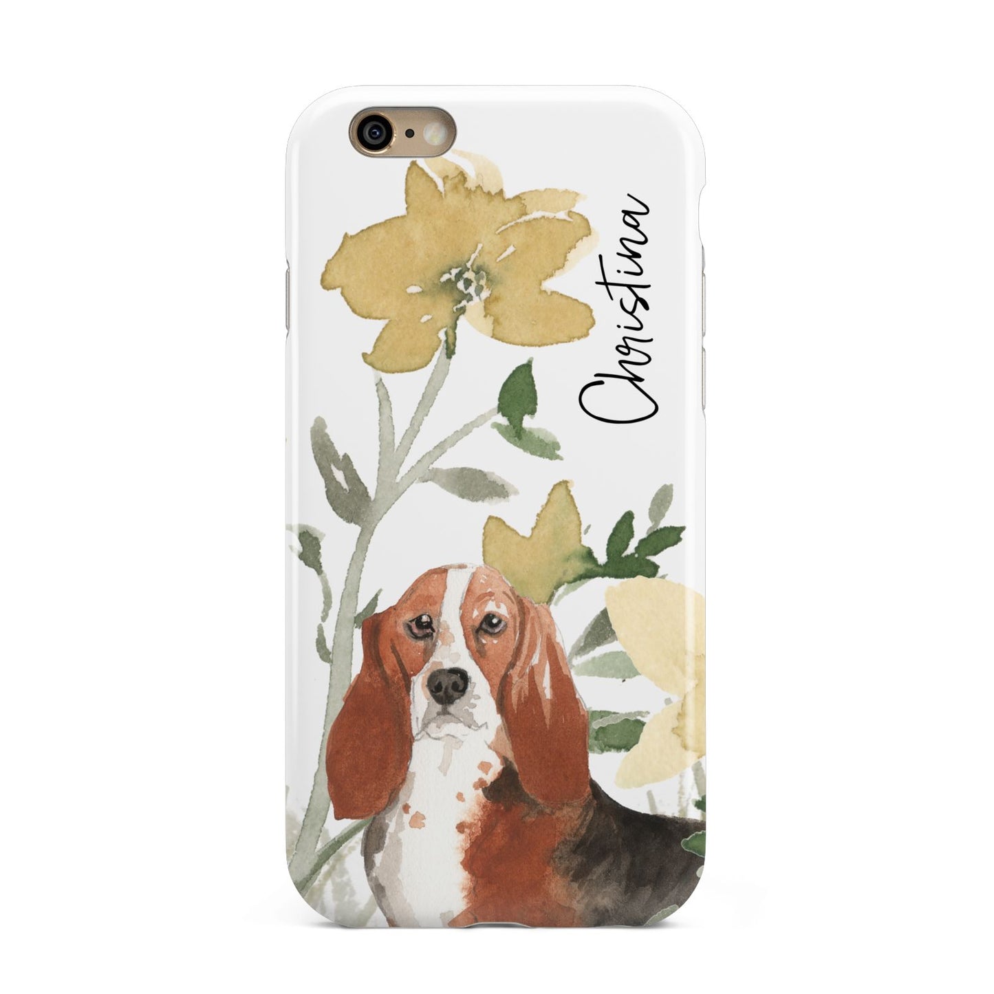 Personalised Basset Hound Dog Apple iPhone 6 3D Tough Case