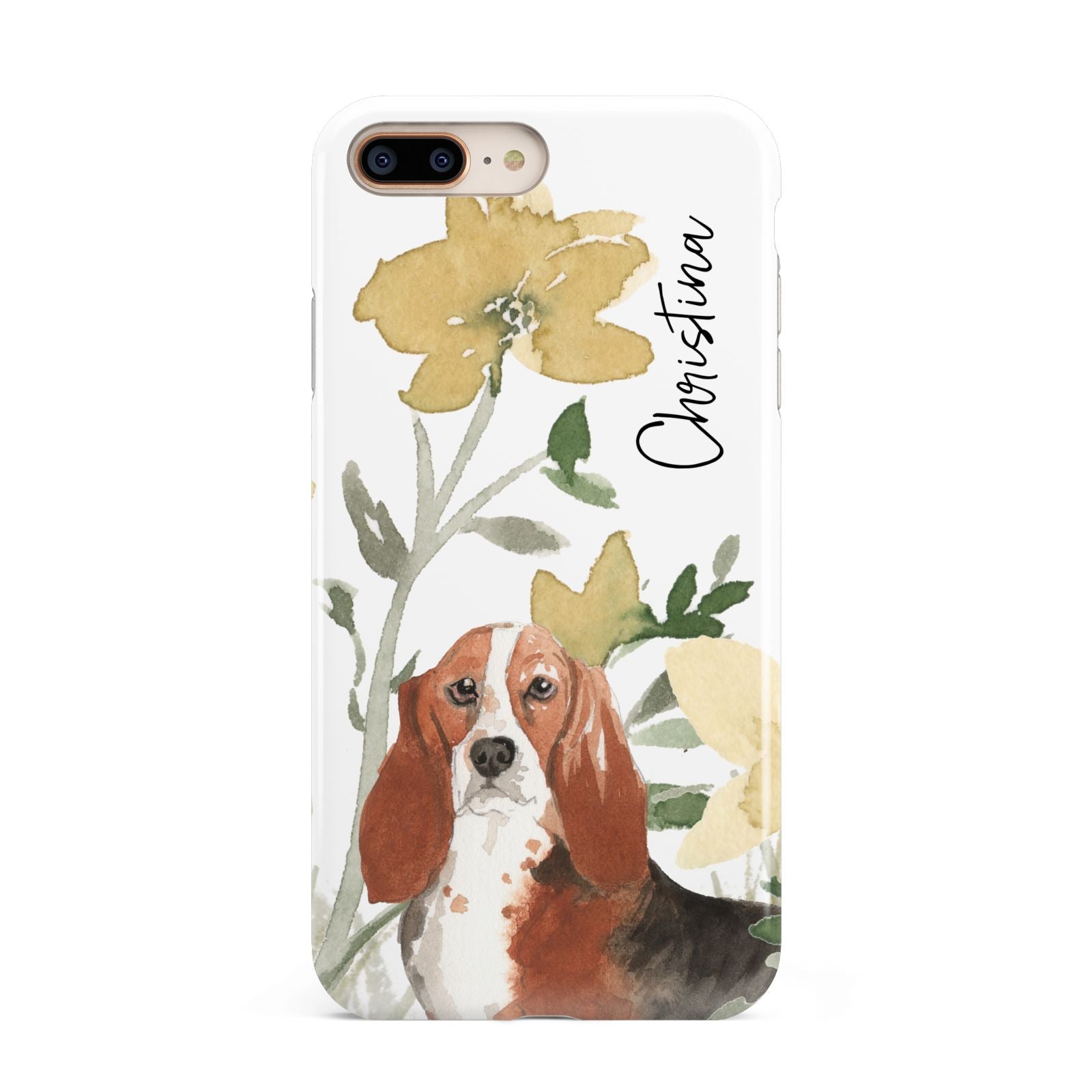 Personalised Basset Hound Dog Apple iPhone 7 8 Plus 3D Tough Case