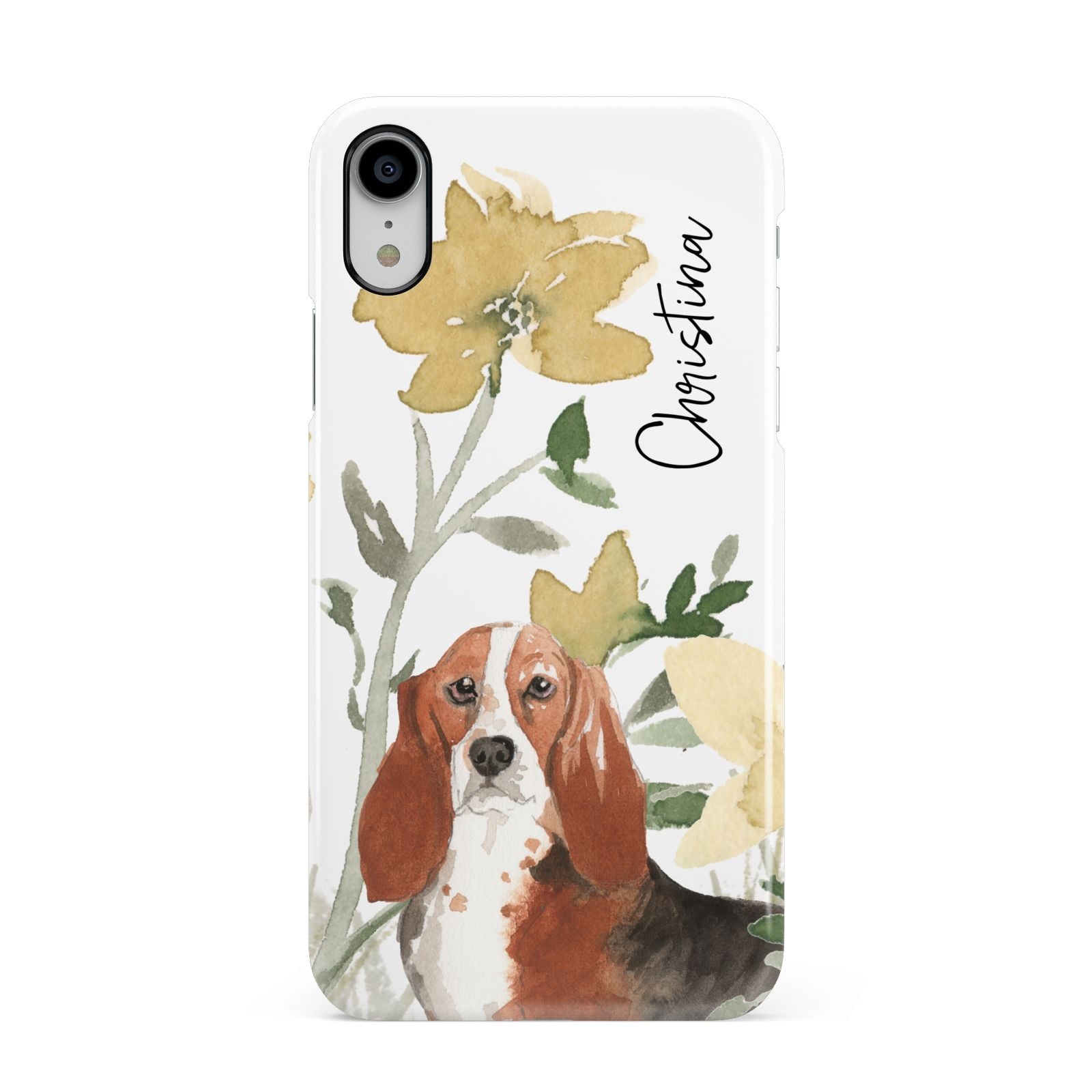 Personalised Basset Hound Dog Apple iPhone XR White 3D Snap Case