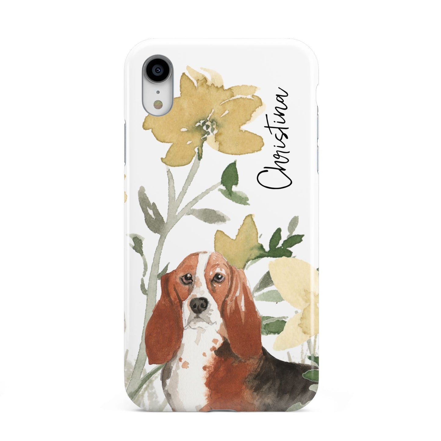 Personalised Basset Hound Dog Apple iPhone XR White 3D Tough Case
