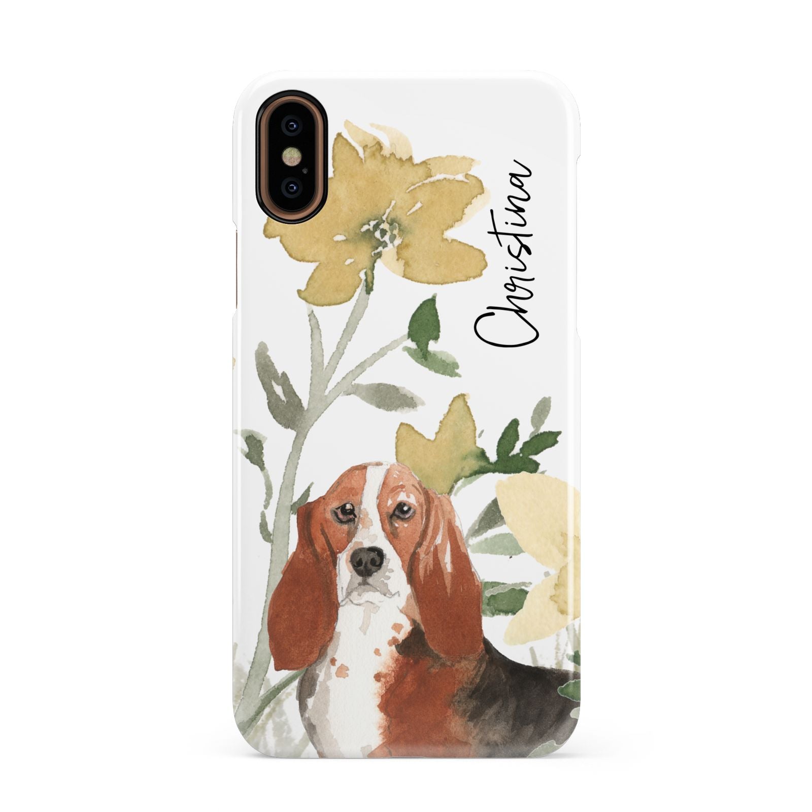 Personalised Basset Hound Dog Apple iPhone XS 3D Snap Case