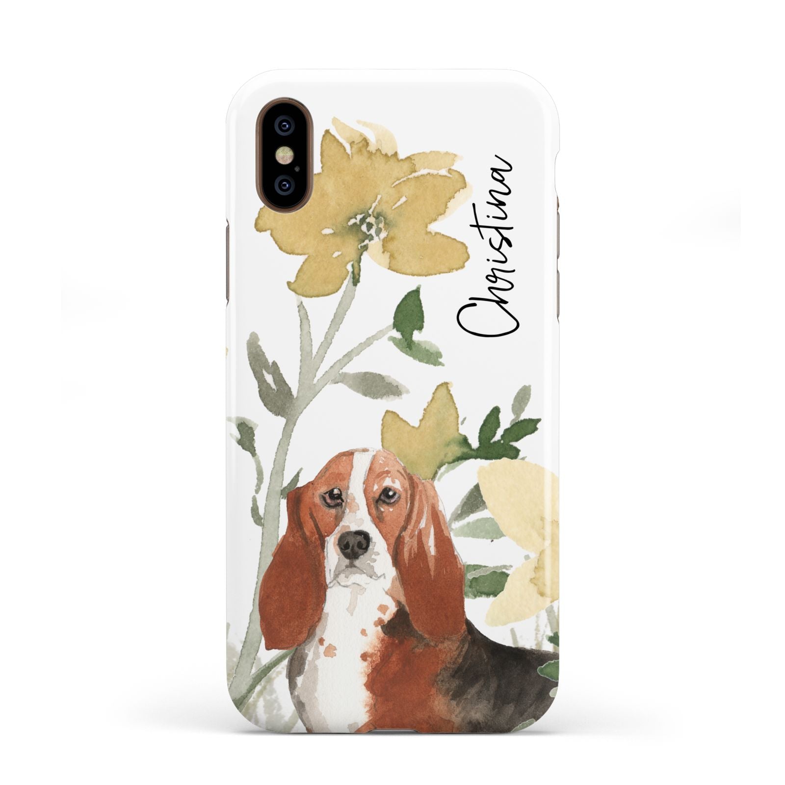Personalised Basset Hound Dog Apple iPhone XS 3D Tough