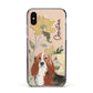 Personalised Basset Hound Dog Apple iPhone Xs Impact Case Black Edge on Gold Phone