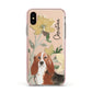 Personalised Basset Hound Dog Apple iPhone Xs Impact Case Pink Edge on Gold Phone
