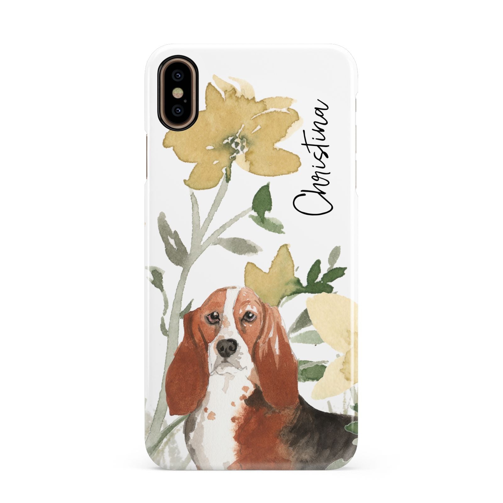 Personalised Basset Hound Dog Apple iPhone Xs Max 3D Snap Case
