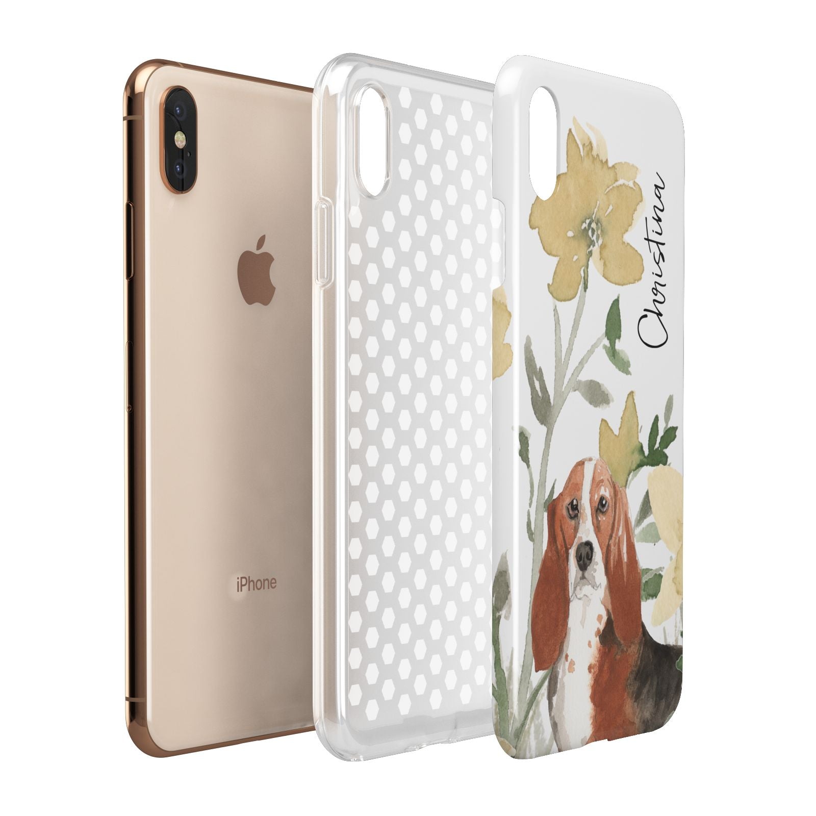 Personalised Basset Hound Dog Apple iPhone Xs Max 3D Tough Case Expanded View
