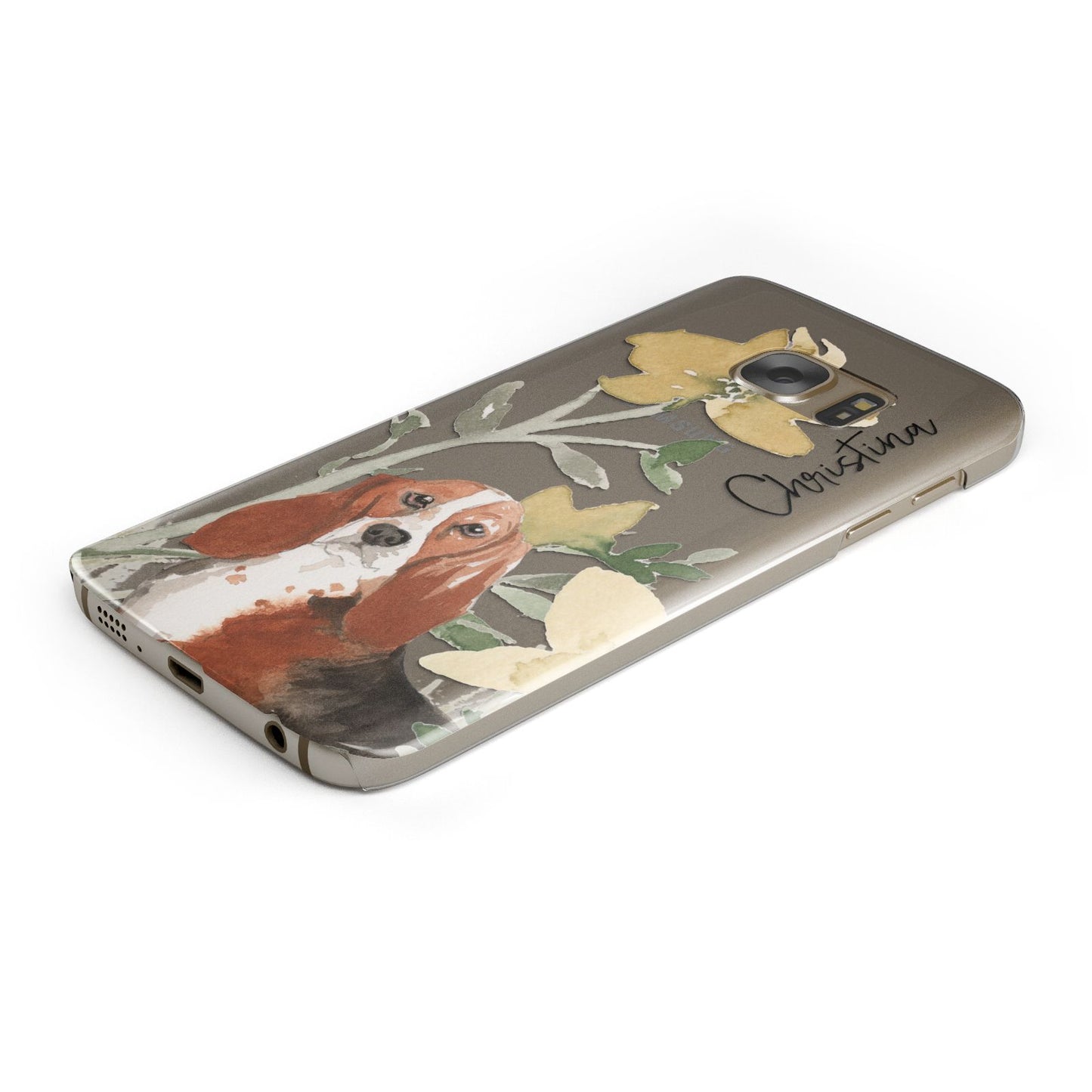 Personalised Basset Hound Dog Samsung Galaxy Case Bottom Cutout