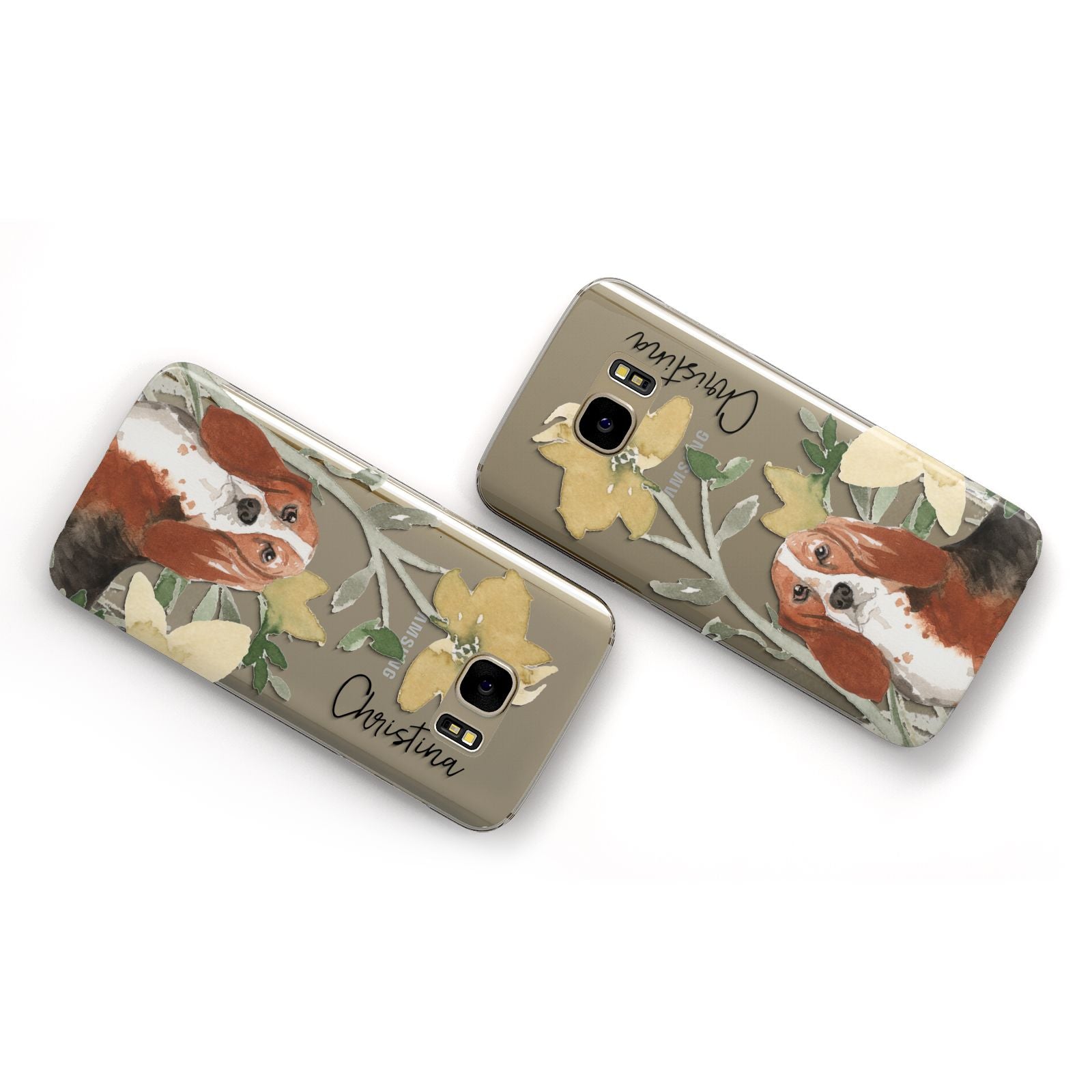 Personalised Basset Hound Dog Samsung Galaxy Case Flat Overview