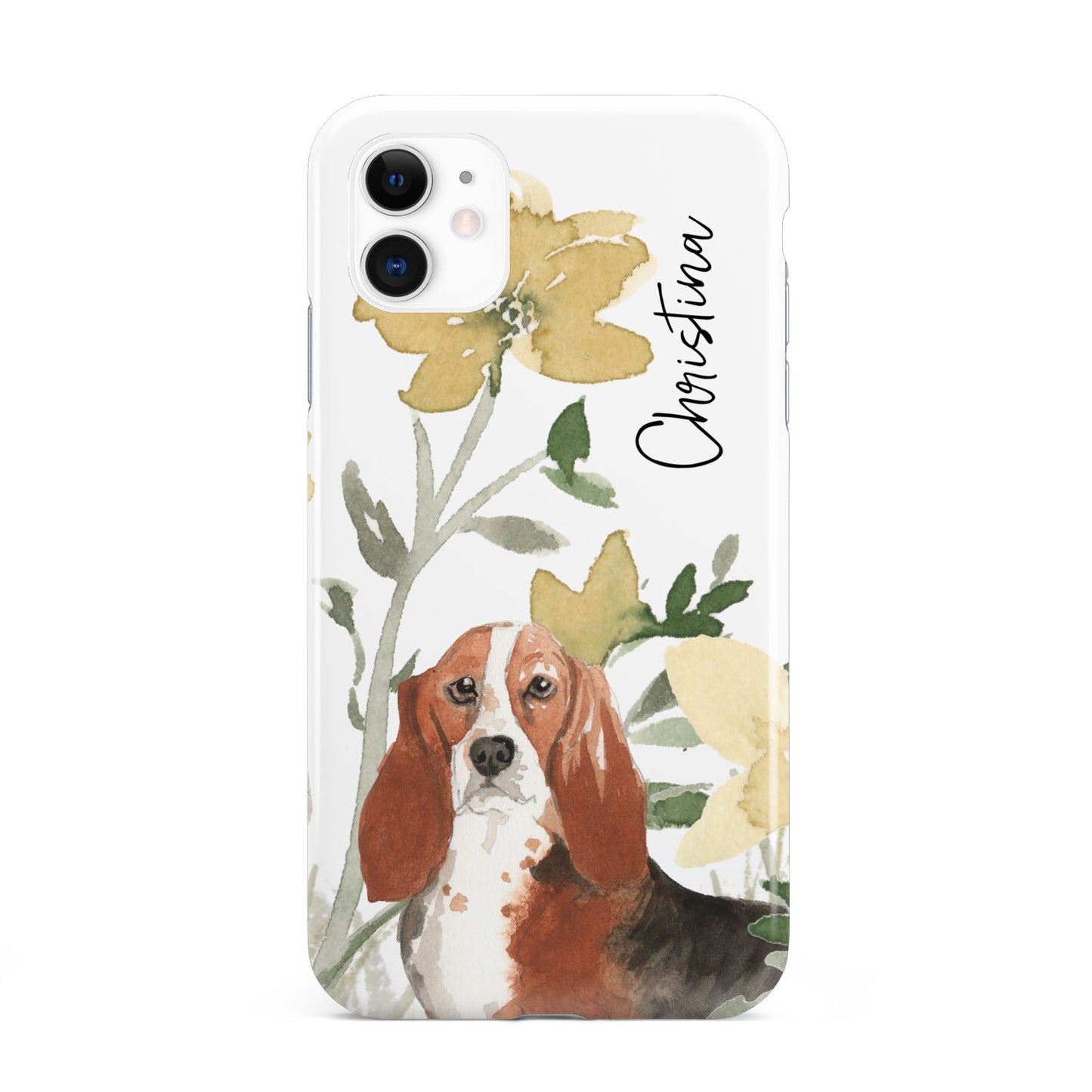 Personalised Basset Hound Dog iPhone 11 3D Tough Case