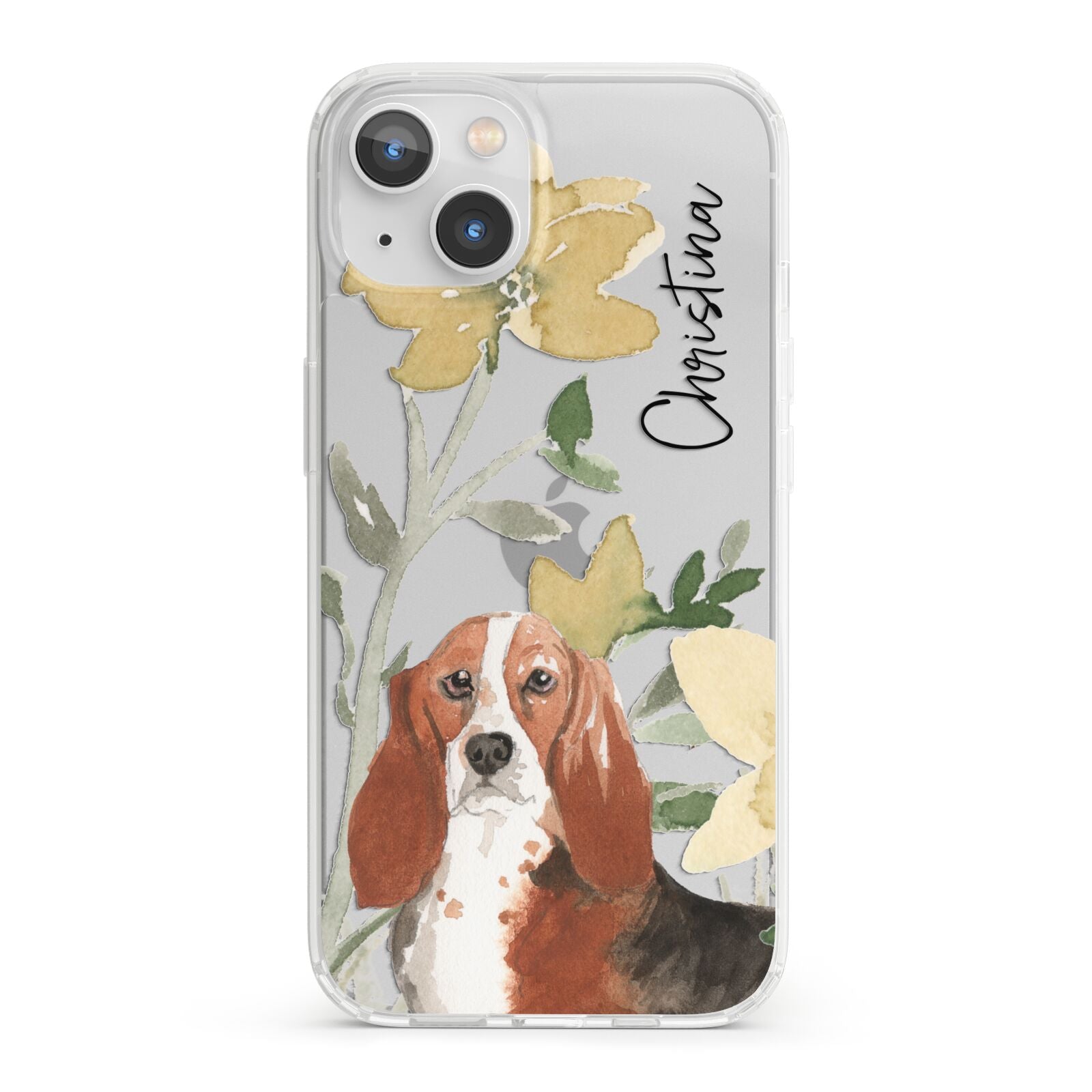 Personalised Basset Hound Dog iPhone 13 Clear Bumper Case