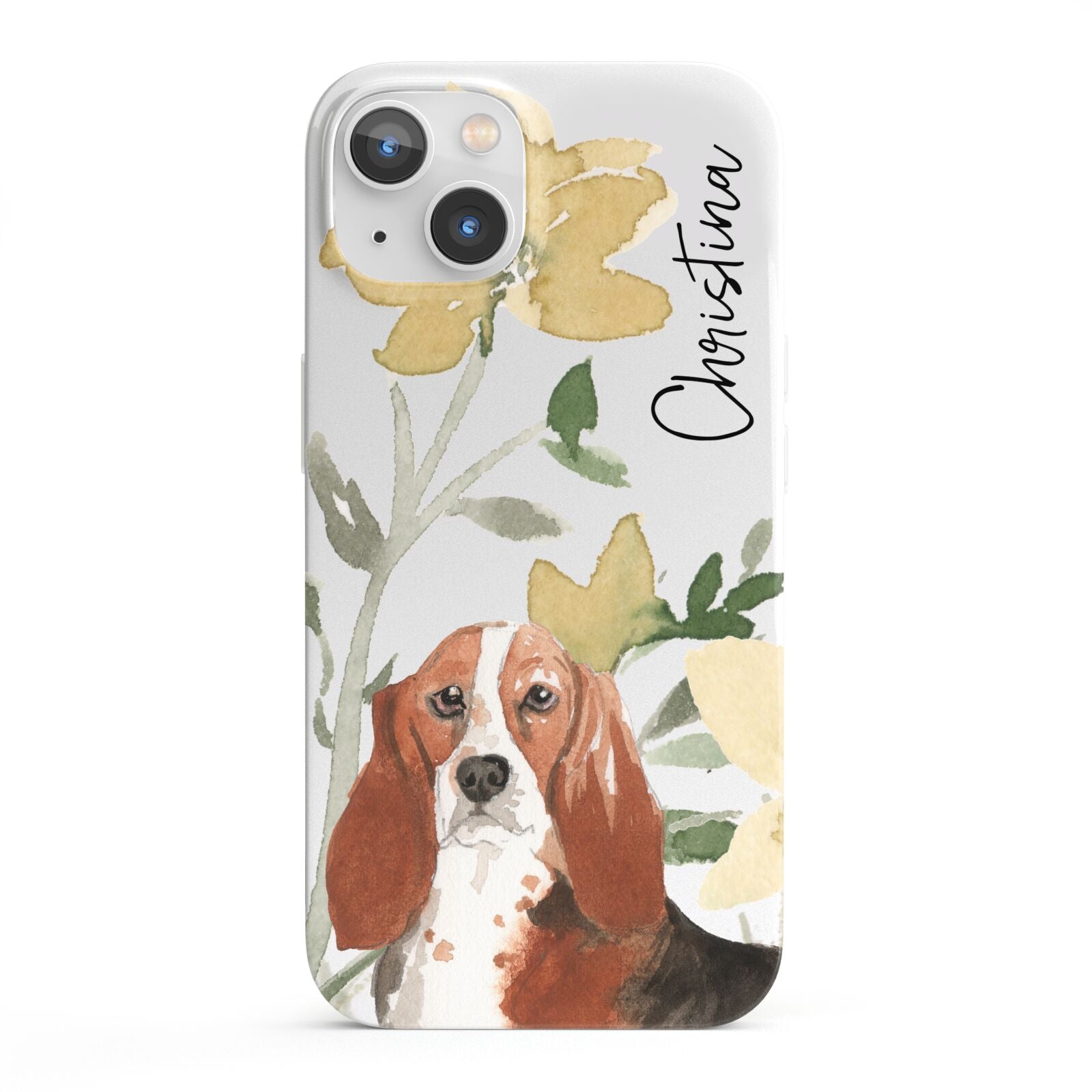 Personalised Basset Hound Dog iPhone 13 Full Wrap 3D Snap Case