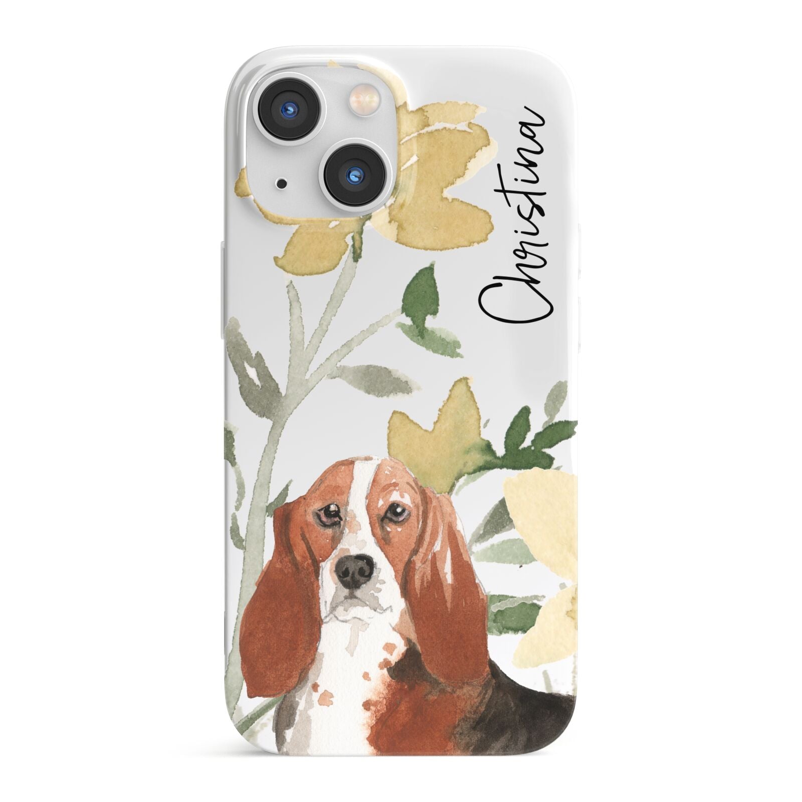 Personalised Basset Hound Dog iPhone 13 Mini Full Wrap 3D Snap Case