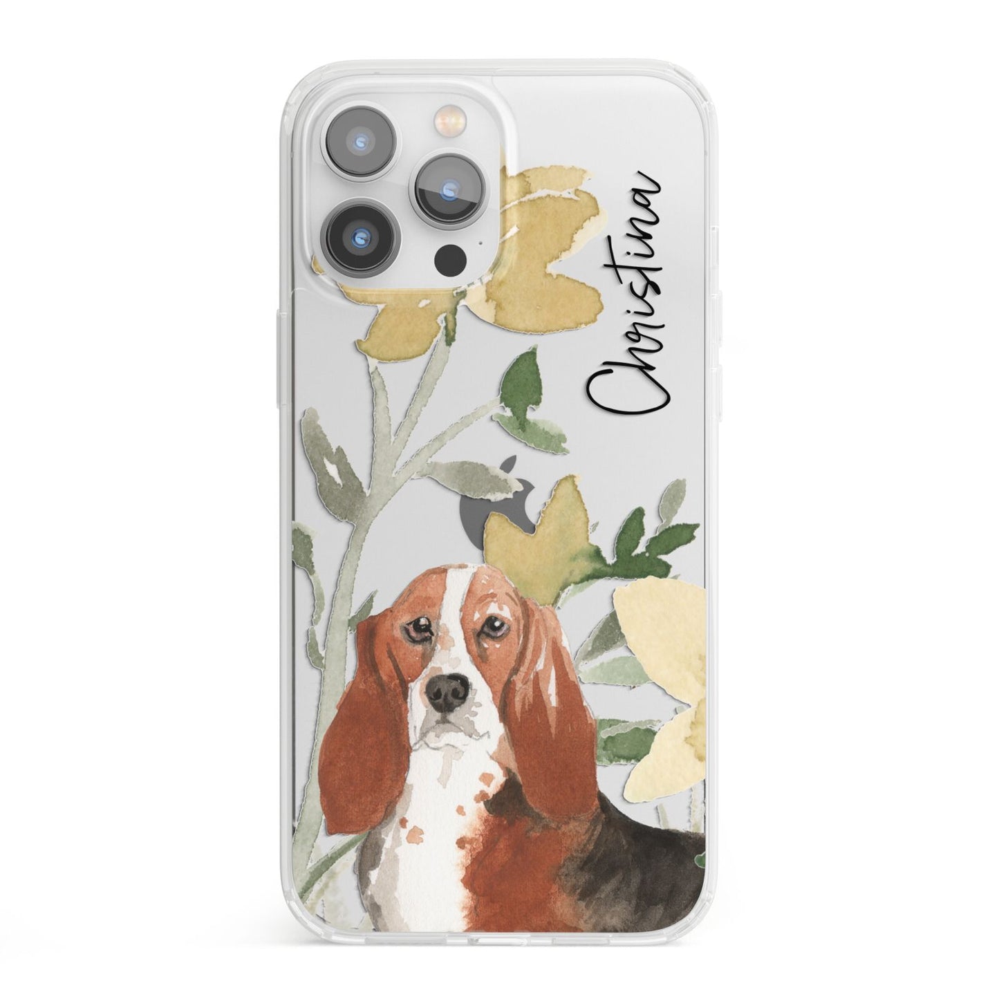 Personalised Basset Hound Dog iPhone 13 Pro Max Clear Bumper Case