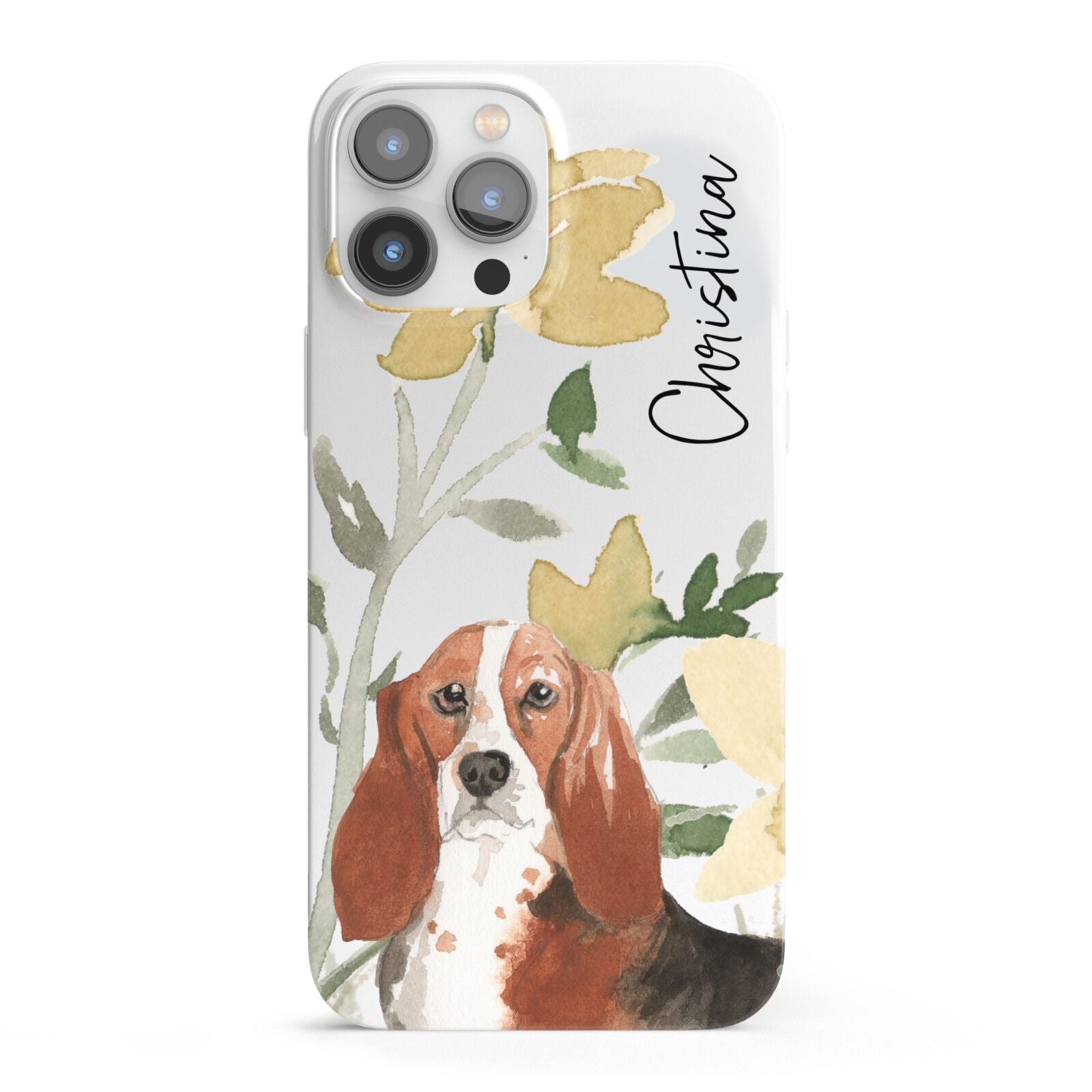 Personalised Basset Hound Dog iPhone 13 Pro Max Full Wrap 3D Snap Case