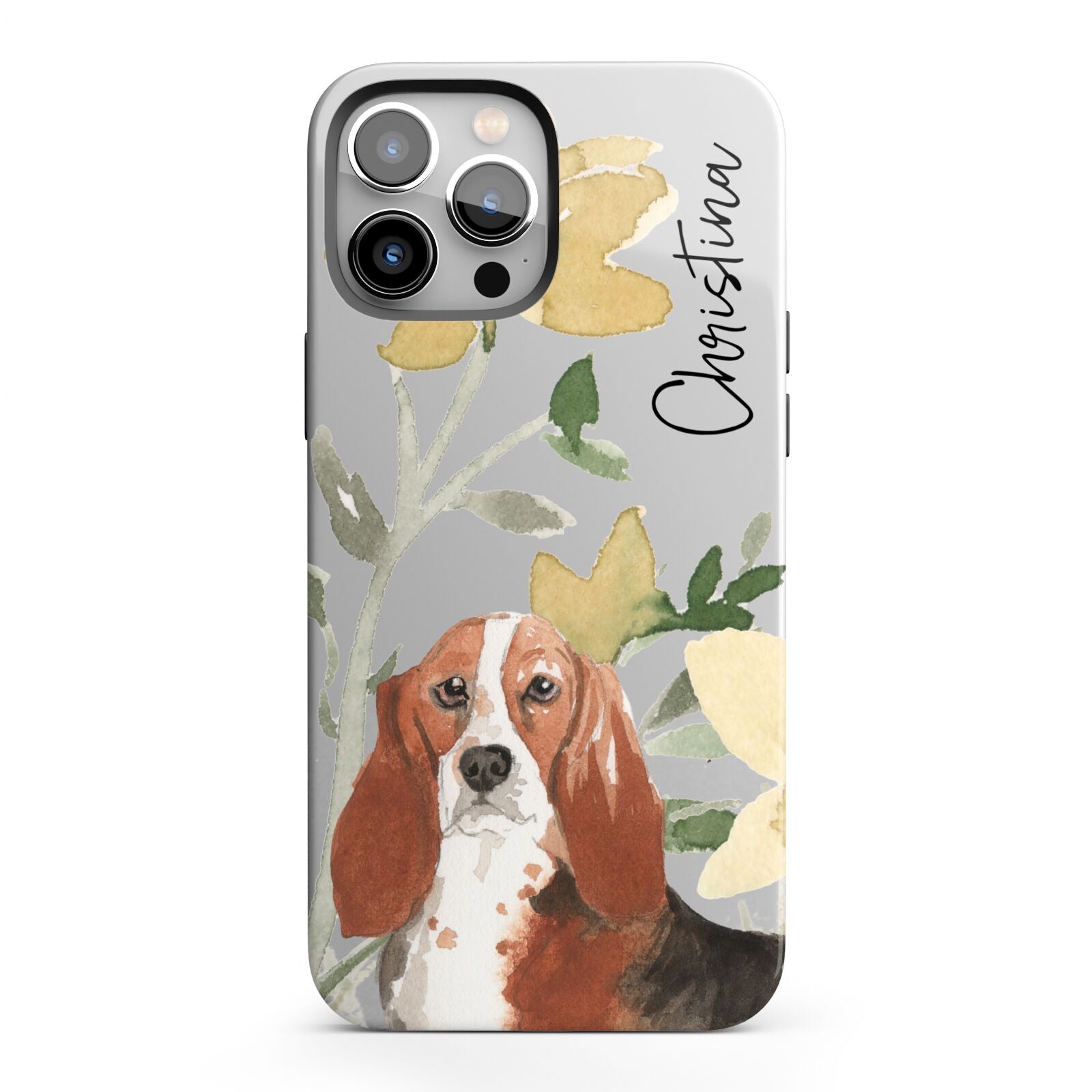 Personalised Basset Hound Dog iPhone 13 Pro Max Full Wrap 3D Tough Case