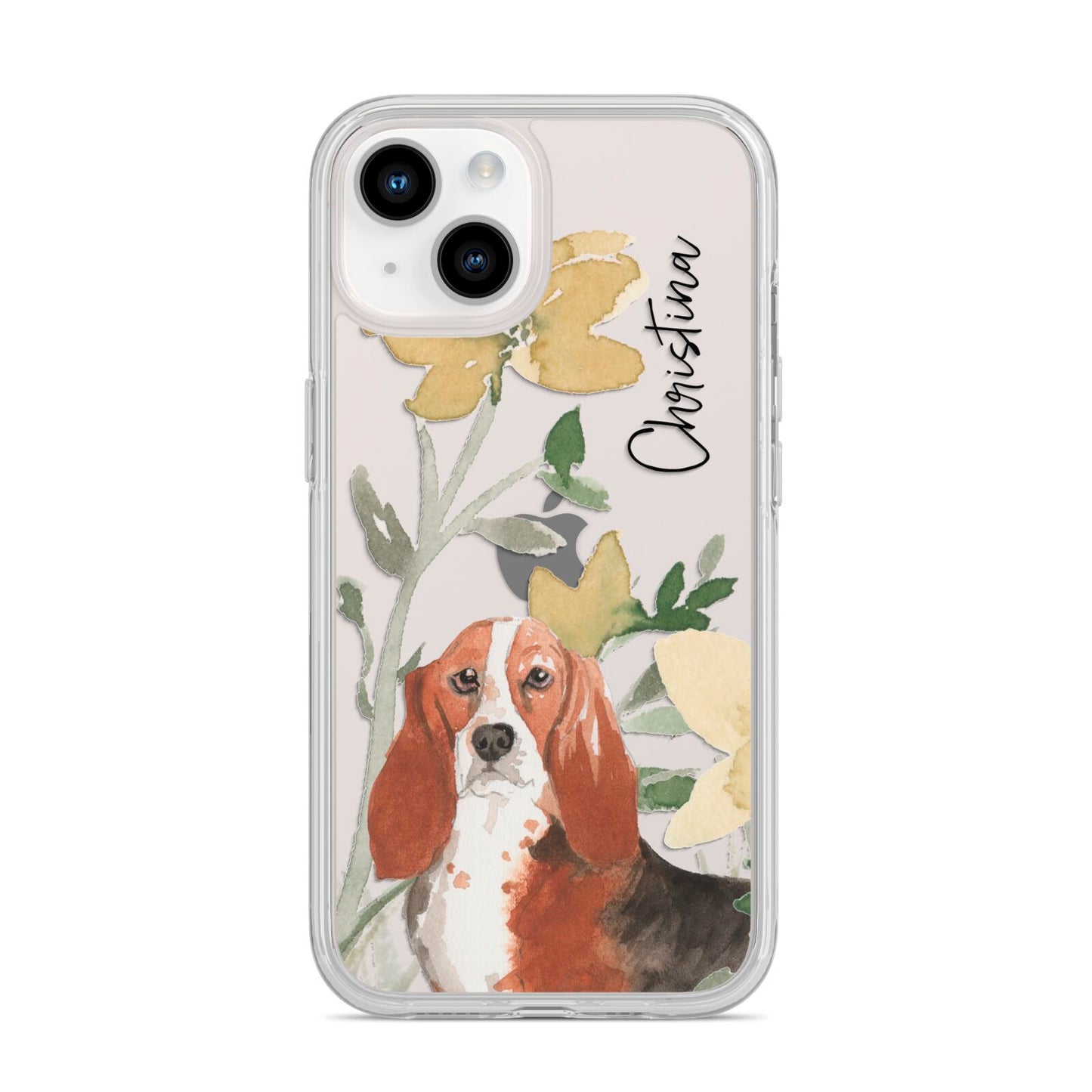 Personalised Basset Hound Dog iPhone 14 Clear Tough Case Starlight