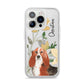 Personalised Basset Hound Dog iPhone 14 Pro Clear Tough Case Silver