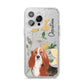 Personalised Basset Hound Dog iPhone 14 Pro Max Glitter Tough Case Silver
