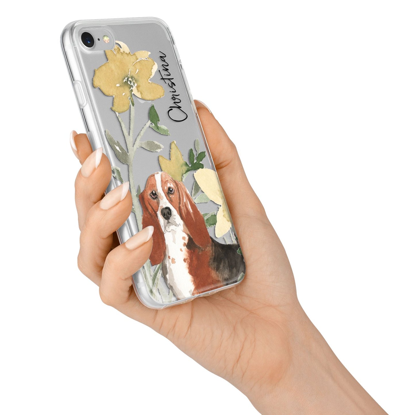 Personalised Basset Hound Dog iPhone 7 Bumper Case on Silver iPhone Alternative Image